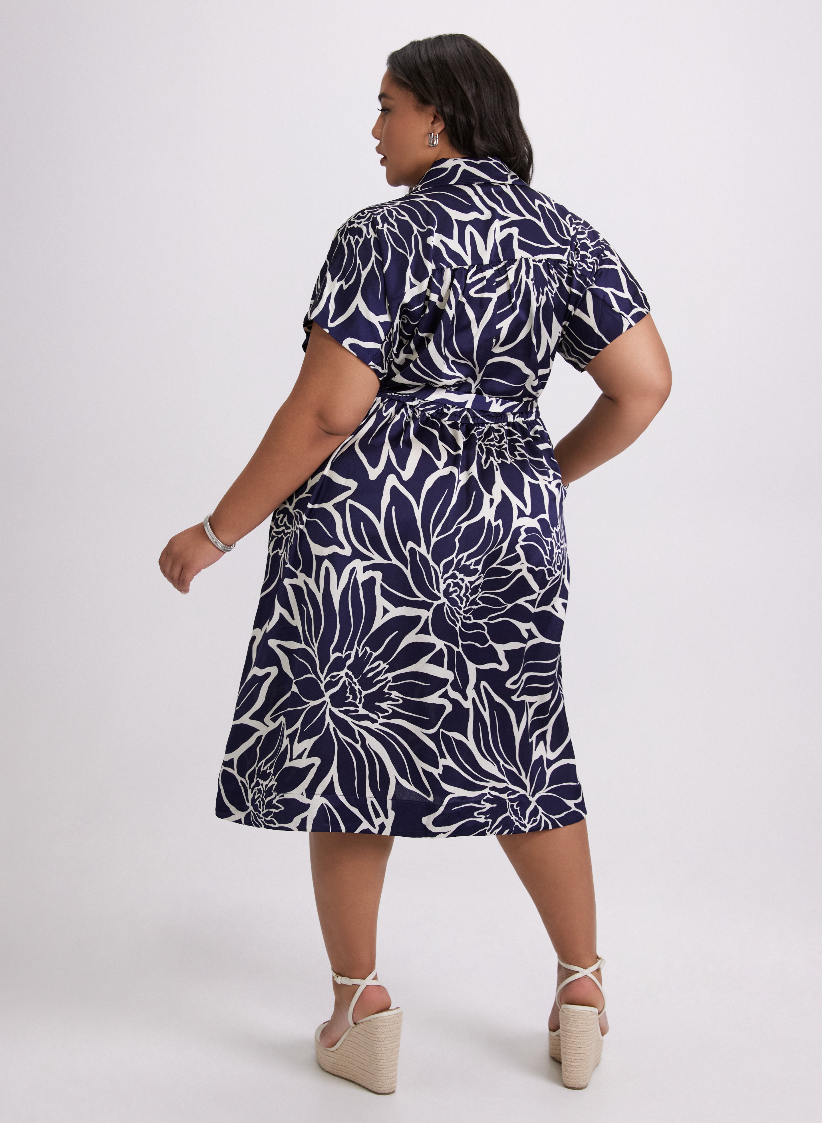 Floral Collar Day Dress - Women's Summer Floral Print Dress with Collar for Casual Wear, Office, and Outdoor Events
