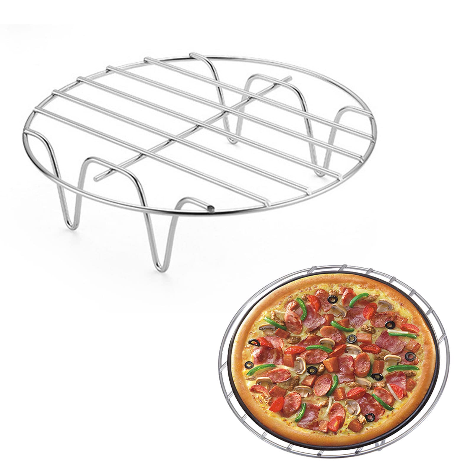 Premium Stainless Steel Air Fryer Rack - 6/7/8 Inch Round Baking & Roasting Rack with Multi-Purpose Use for Cookies, Cakes, Steaming, Cooling & Grilling - Perfect for Air Fryers, Ovens & Kitchen Countertop Organization