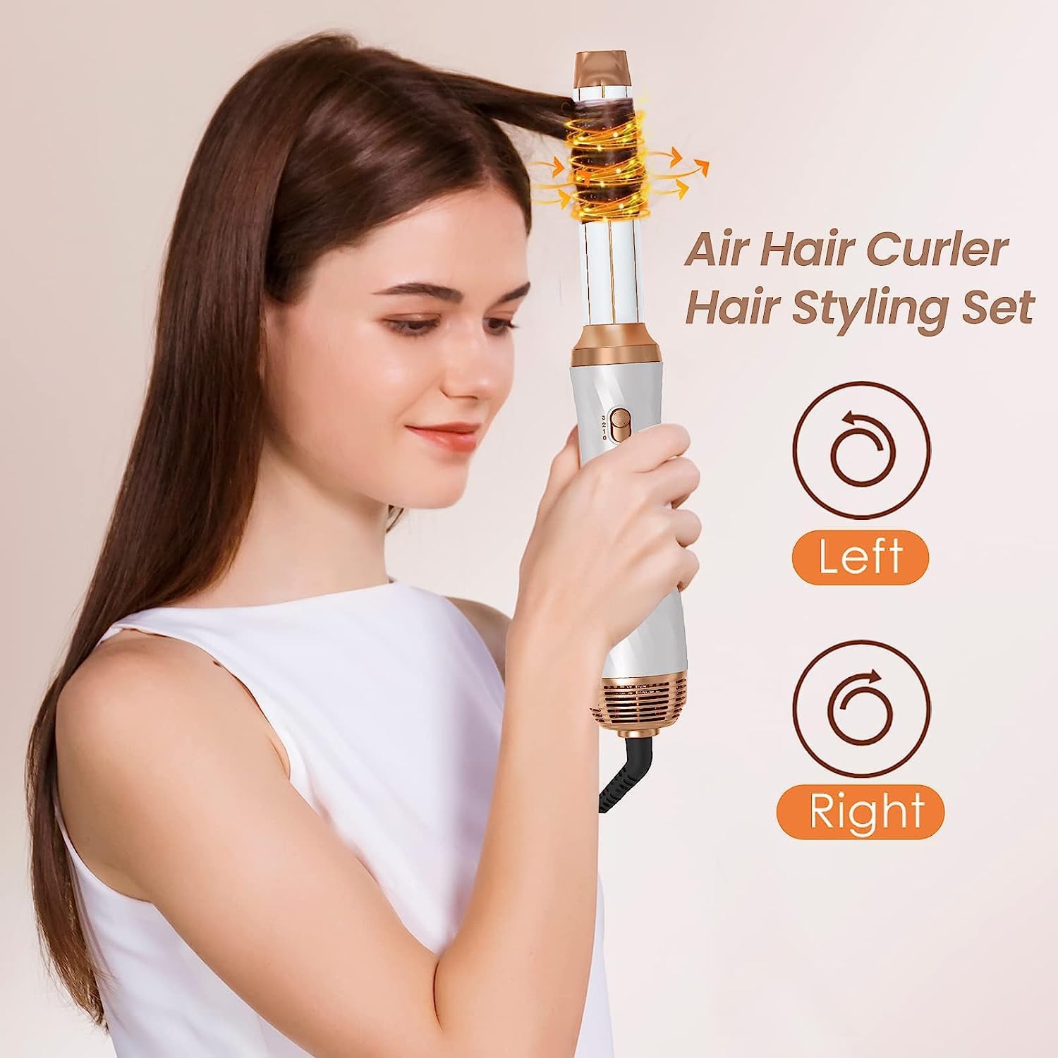6-in-1 Blow Dryer Brush with Detachable Nozzle - Ionic Hot Air Styler & Curling Iron for Salon-Quality Hair at Home - Perfect for Travel, Styling, and Creating Voluminous Curls or Smooth Blowouts