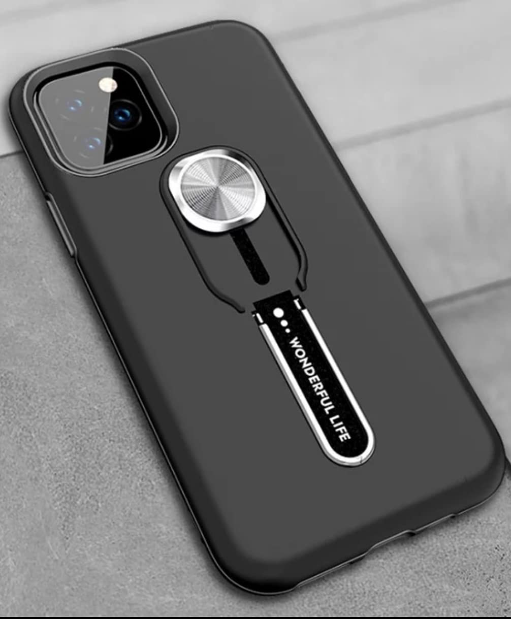 Premium Luxury iPhone 11 Pro Max Case with Built-in Stand & Finger Grip - Shockproof Protective Cover for iPhone 11 Pro Max (2019 Model) - Perfect for Work, Travel & Everyday Use (Black)