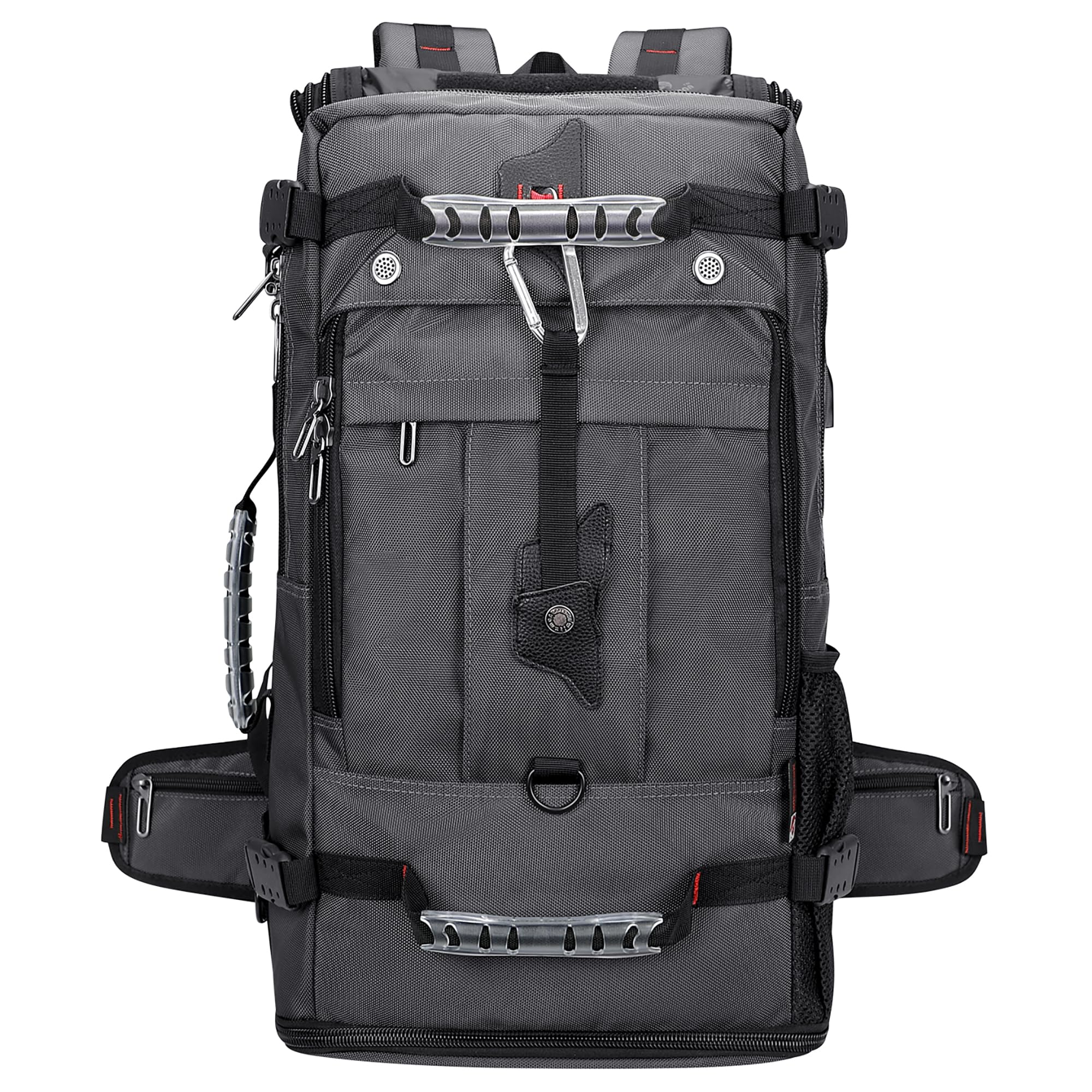 WITZMAN Convertible Travel Backpack for Men - Duffle Luggage Carry On Bag Fits 17 Inch Laptop - Airplane Approved - B681 Silvery Grey - Perfect for Business Trips & Weekend Getaways