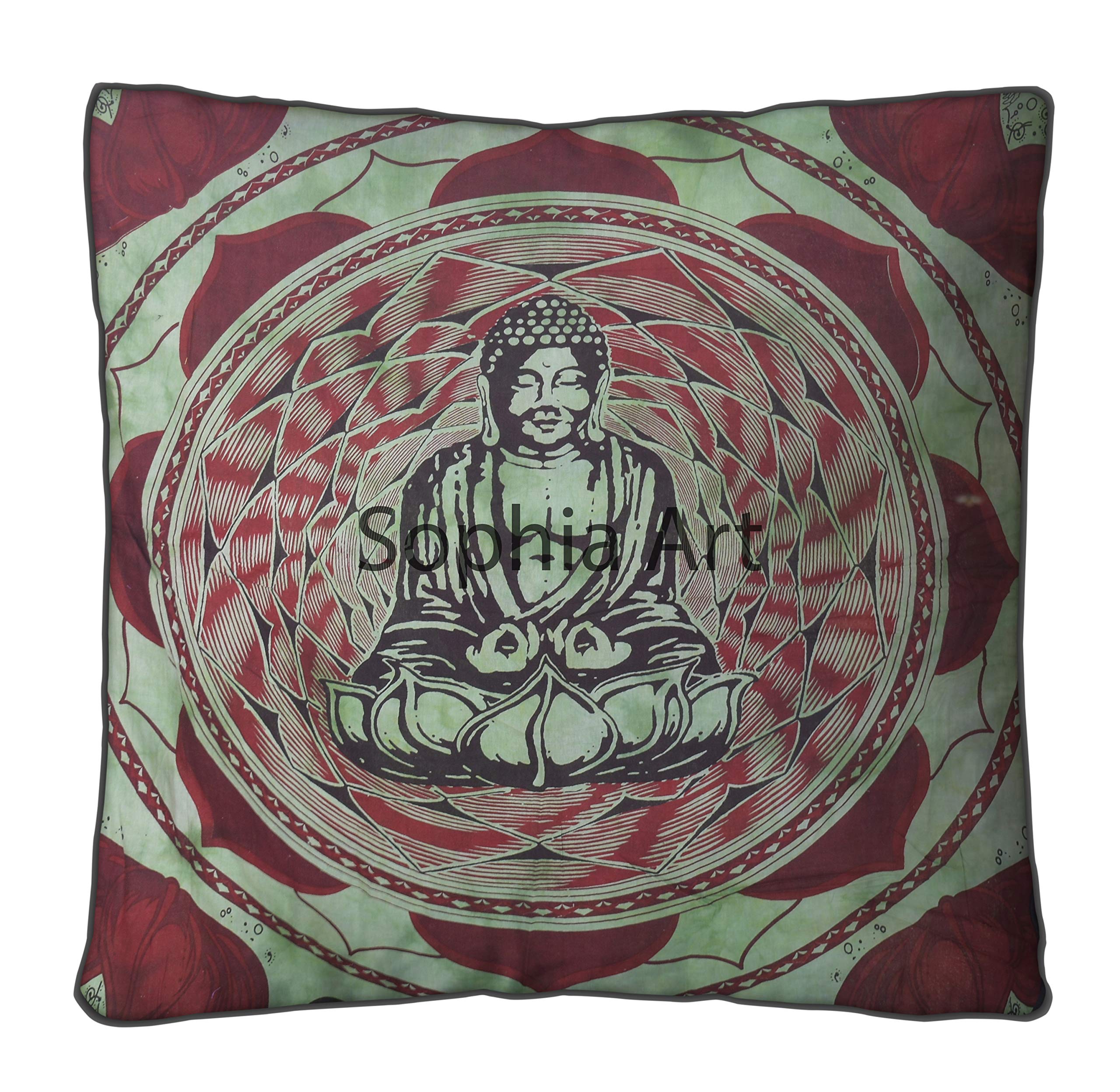 35x35 Inch Large Indian Yoga Buddha Meditation Floor Pillow Cover - Elephant Mandala Ottoman Cushion for Dog Bed, Outdoor Sofa & Day Bed - Perfect for Kids, Teens & Meditation Spaces
