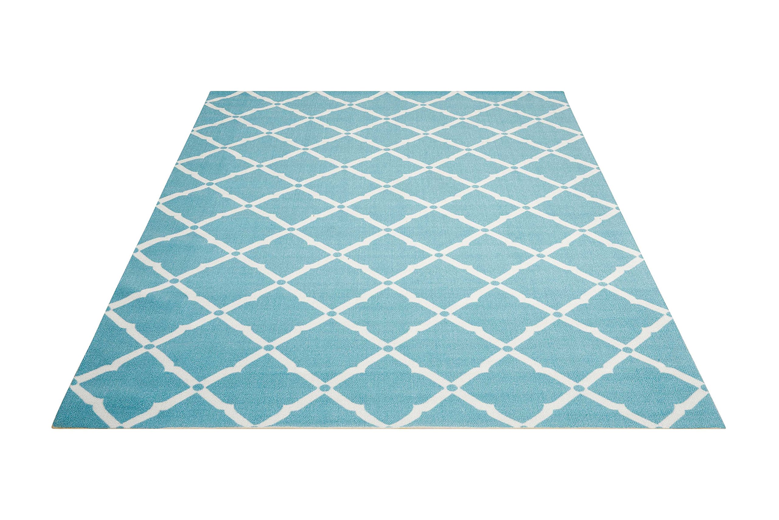 Nourison 10' x 13' Aqua Indoor Outdoor Area Rug - Easy Clean, Non-Shedding, Stain Resistant for Bedroom, Living Room, Dining Room, Kitchen - Perfect for Patio, Deck & High Traffic Areas