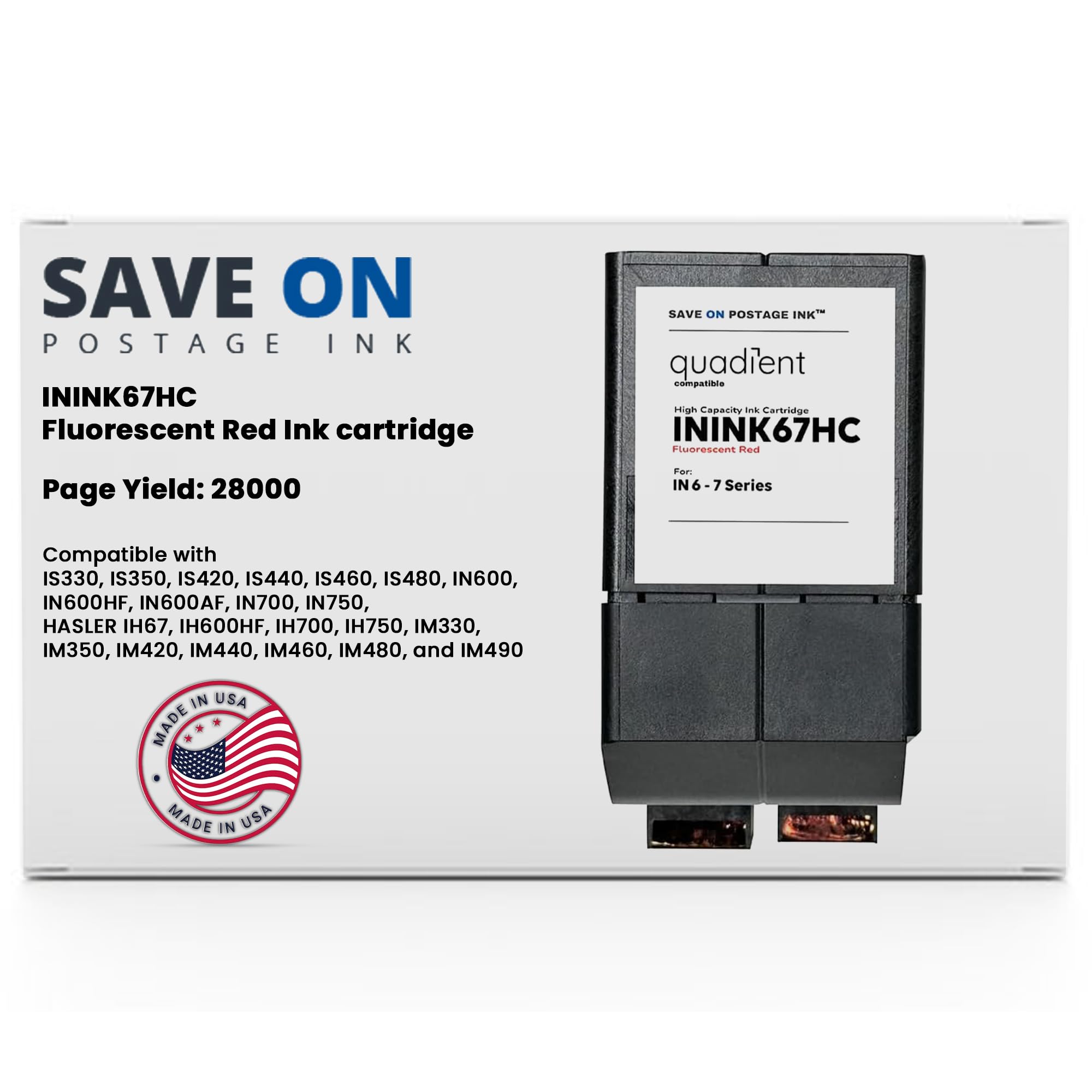 Quadient Neopost ININK67HC Compatible High Yield Ink Cartridge - Works with Series 600/700/750 Mailing Machines | Save on Postage Costs | Perfect for Office Bulk Mailing & Shipping Departments