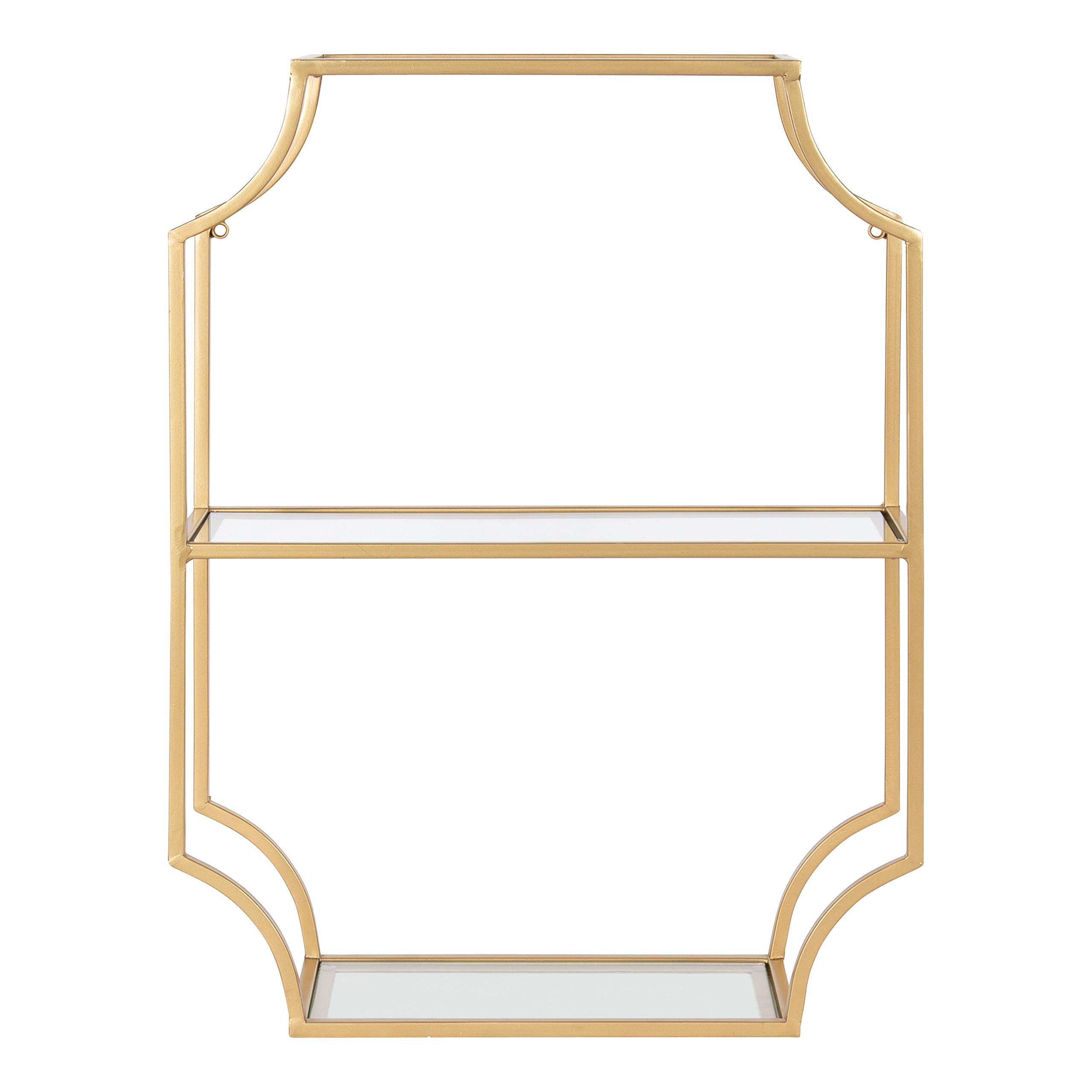 Kate and Laurel Ciel Glam Geometric Wall Shelf - 18x24 Inches, Gold Decorative Shelf for Storage & Display - Perfect for Living Room, Bedroom, or Office Decor