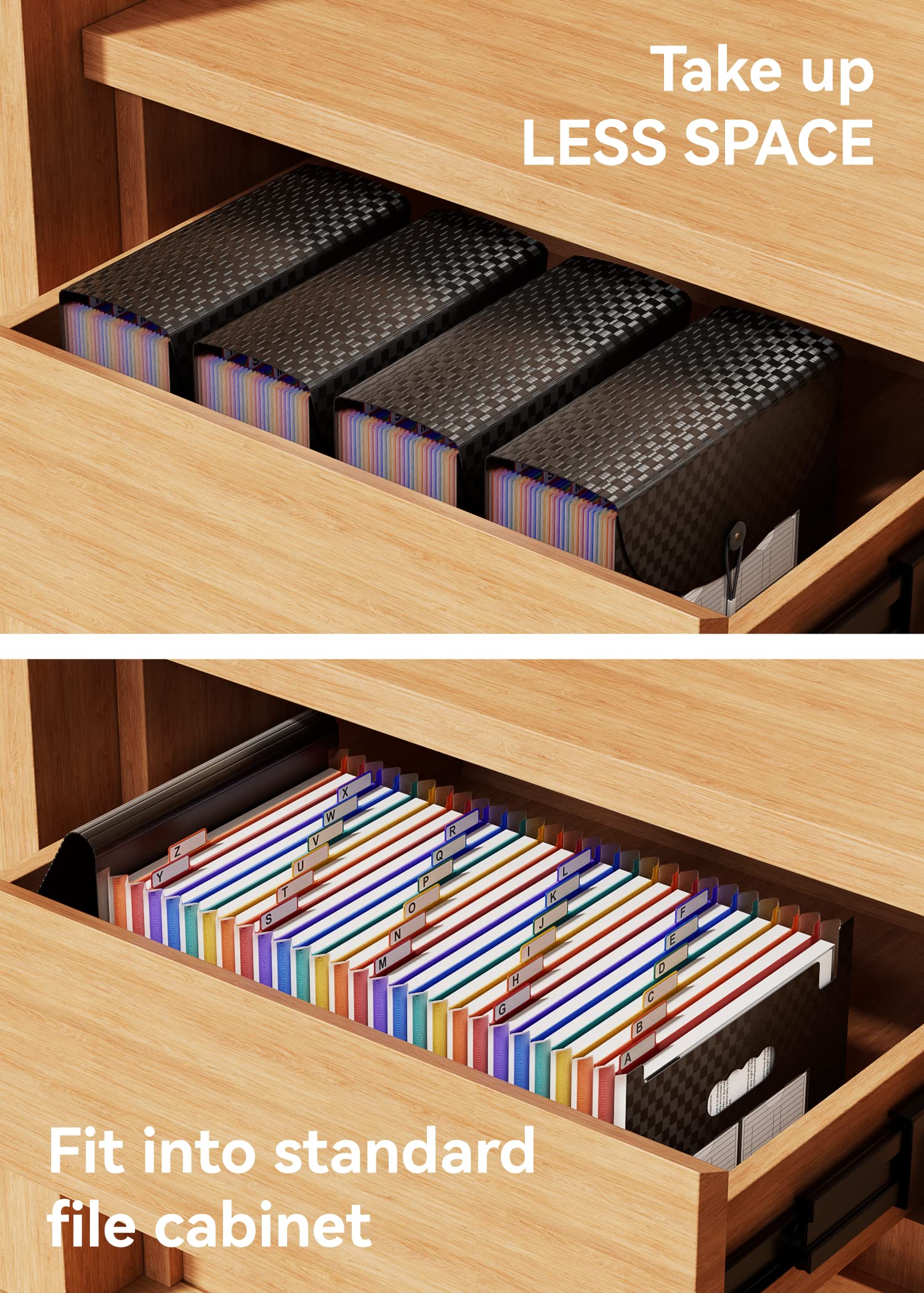 ABC Life 26-Pocket Expanding File Organizer - A4 Letter Size Accordion Folder with Colored Labels, Portable Document Coupon Holder for Office, School & Home Organization (Desktop & Travel Use)