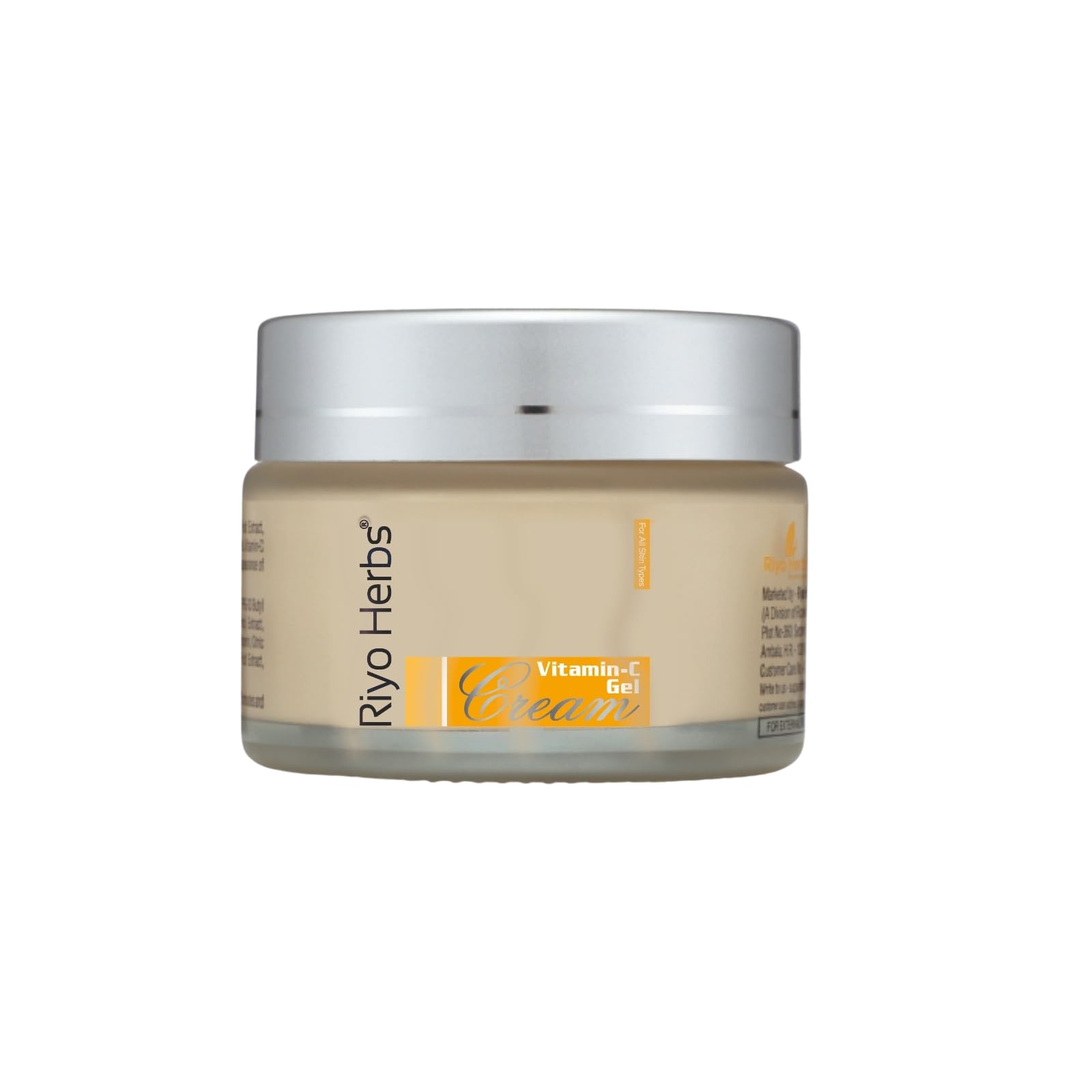 Riyo Herbs Vitamin C Gel Moisturizer with Vitamin E, Rosehip Oil & Lemon Peel Extract - Brightening Face Cream for Pigmentation & Skin Repair | Fast Absorbing, Even Skin Tone | 50g | Perfect for Daily Skincare Routine & Anti-Aging Care