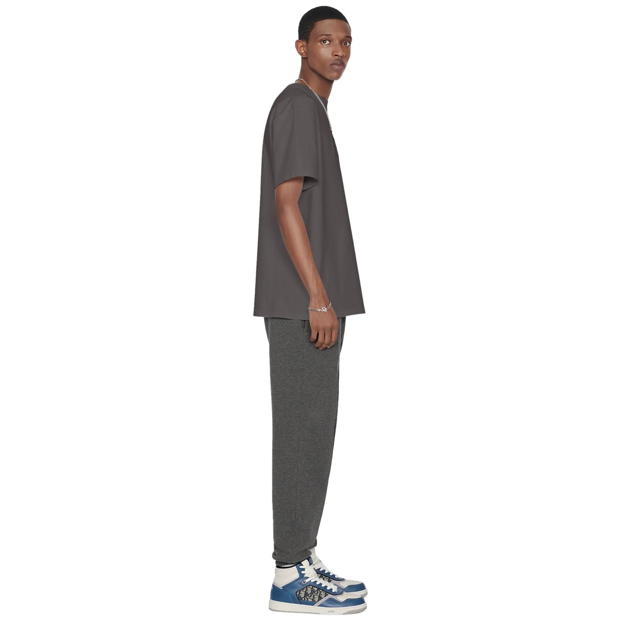 Dior Couture Relaxed Fit Cotton Charcoal T-Shirt for Men | Premium Comfort Casual Wear | Perfect for Everyday Outfits, Date Nights & Weekend Getaways