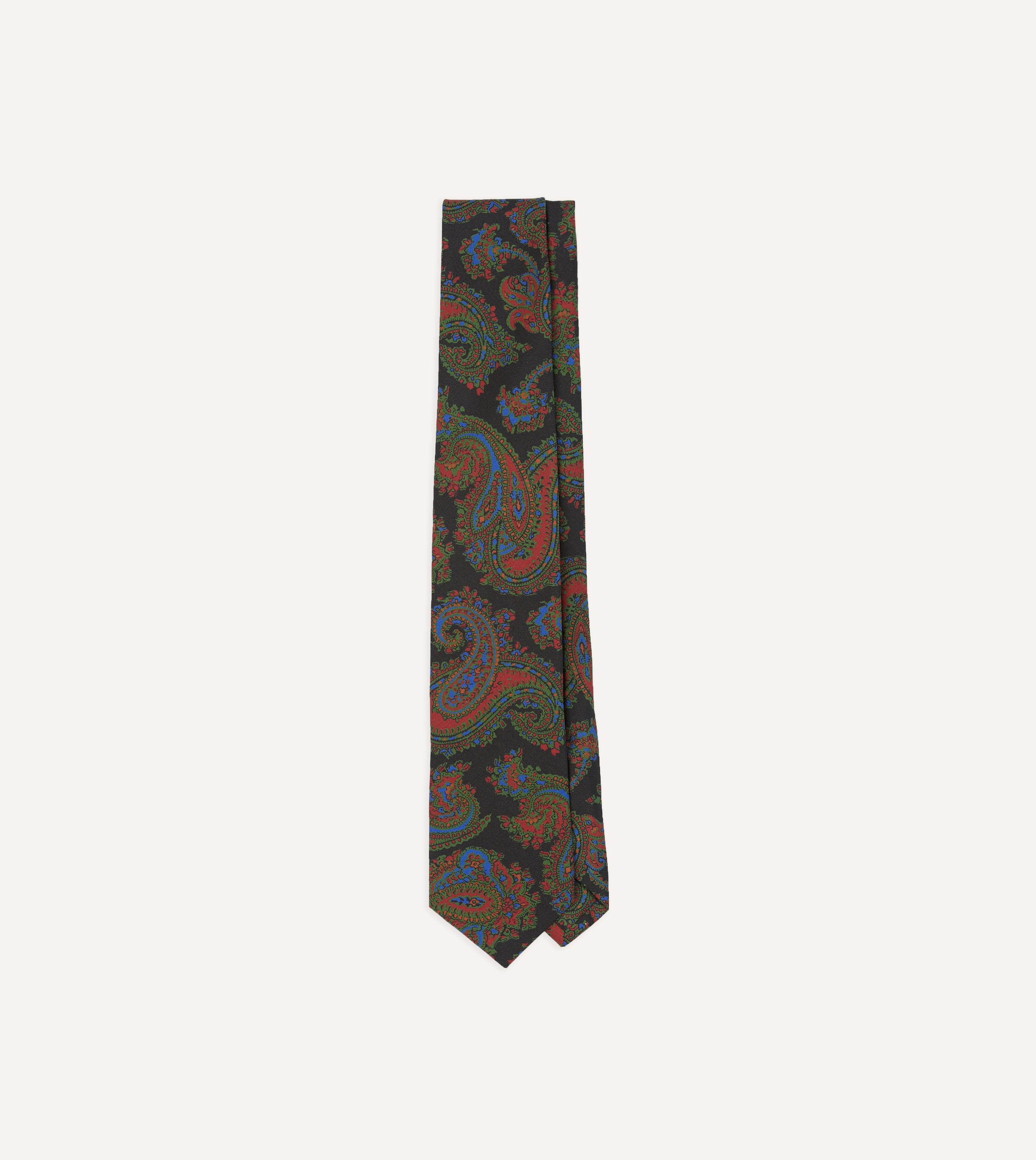 Elegant Black Paisley Print Silk Necktie - Premium Self-Tipped Men's Tie for Business, Weddings & Formal Occasions