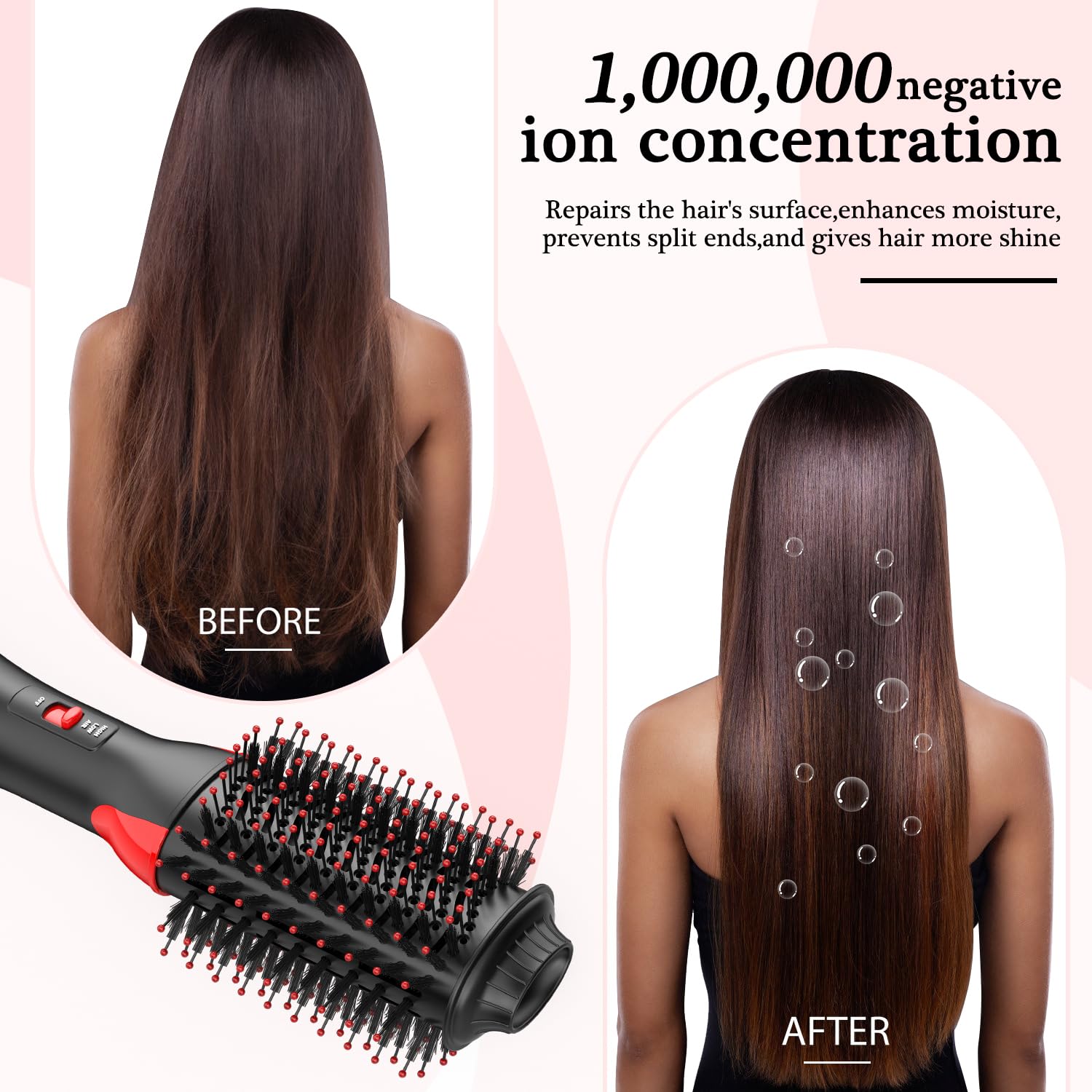 Professional Hair Dryer Brush - 60mm Oval Volumizer for Salon Blowouts at Home