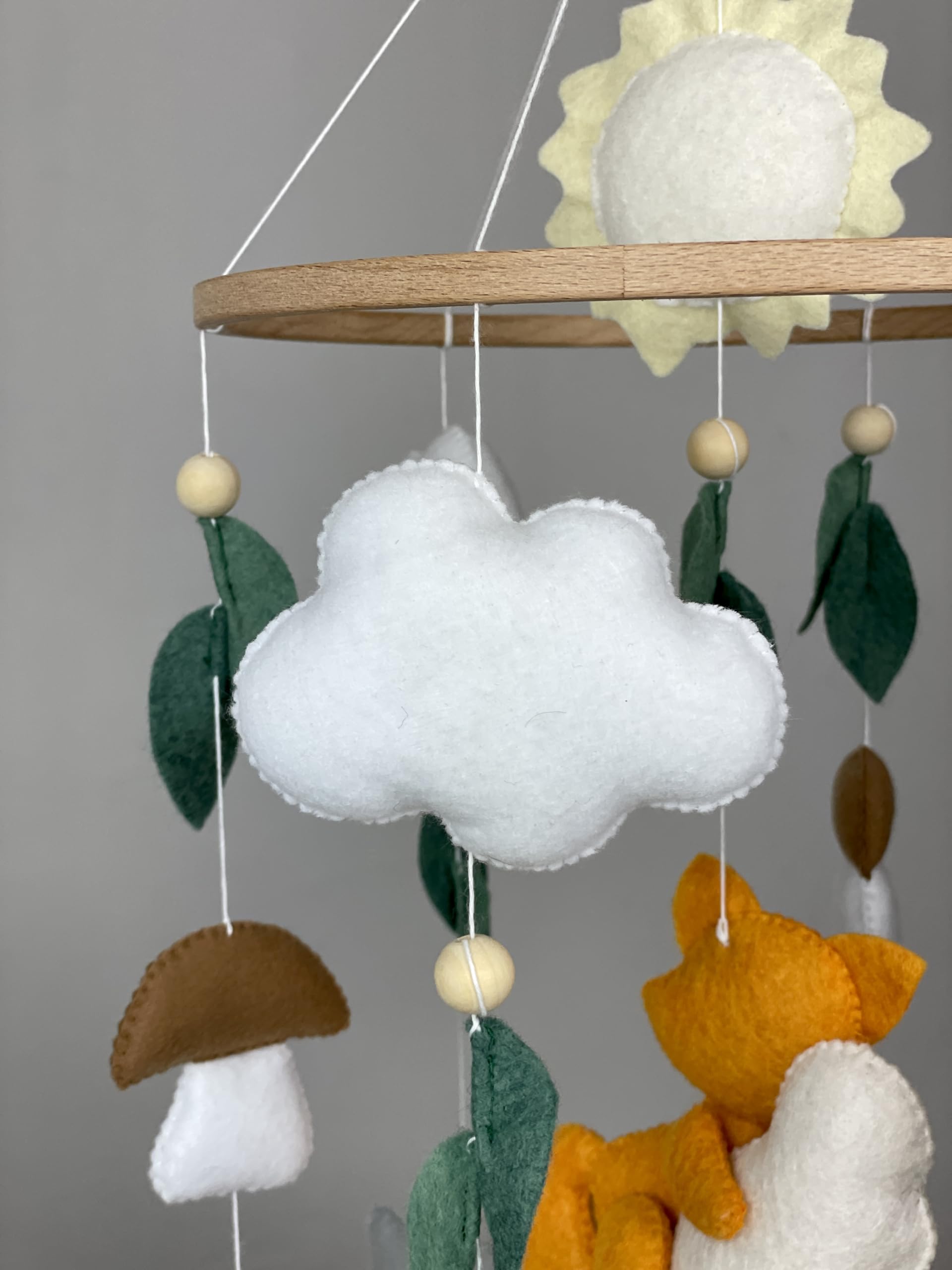 Woodland Animals Crib Mobile - Fox, Mushroom & Forest Nursery Mobile for Baby Boys & Girls | Neutral Felt Hanging Mobile | Perfect Newborn Gift for Nursery Decor & Baby Shower