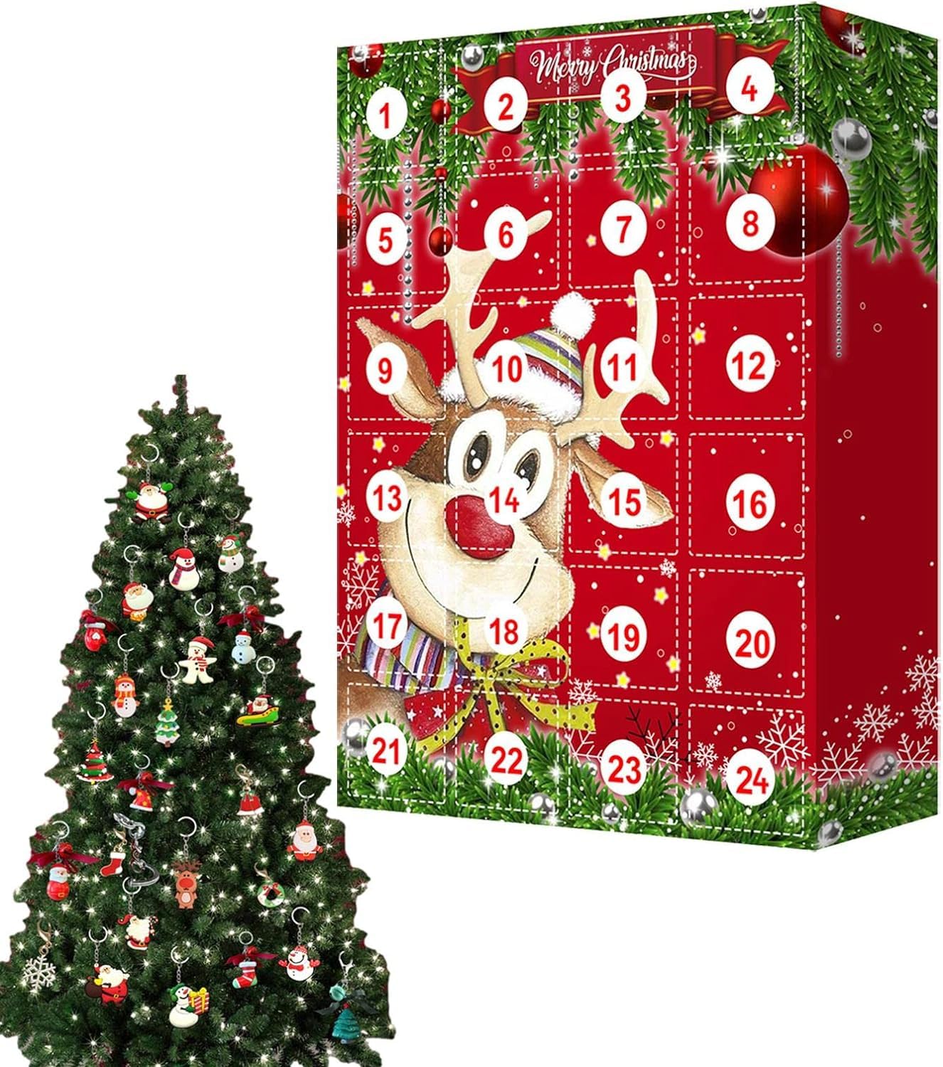 2023 Christmas Advent Calendar - 24 Days Countdown Keychain Set with 24 Pendants & Doll Keyrings | Festive Holiday Decor, Kids Toys & Unique Gift Box for Christmas Countdown, Stocking Stuffers & Party Favors