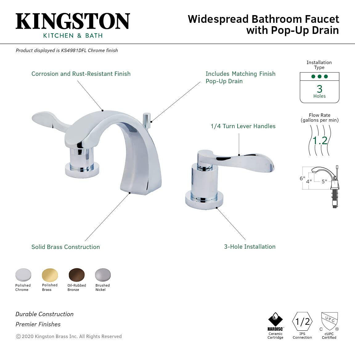Kingston Brass KS4985DFL 8-Inch Widespread Bathroom Faucet in Oil Rubbed Bronze - Perfect for Modern Vanities and Luxury Bathroom Upgrades