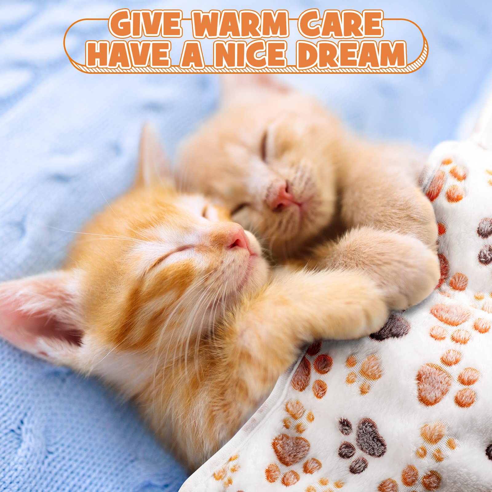 Soft Fleece Pet Blanket - Warm Fluffy Dog & Cat Bed Cover with Paw Print for Cozy Sleep (23x16 Inch, White)