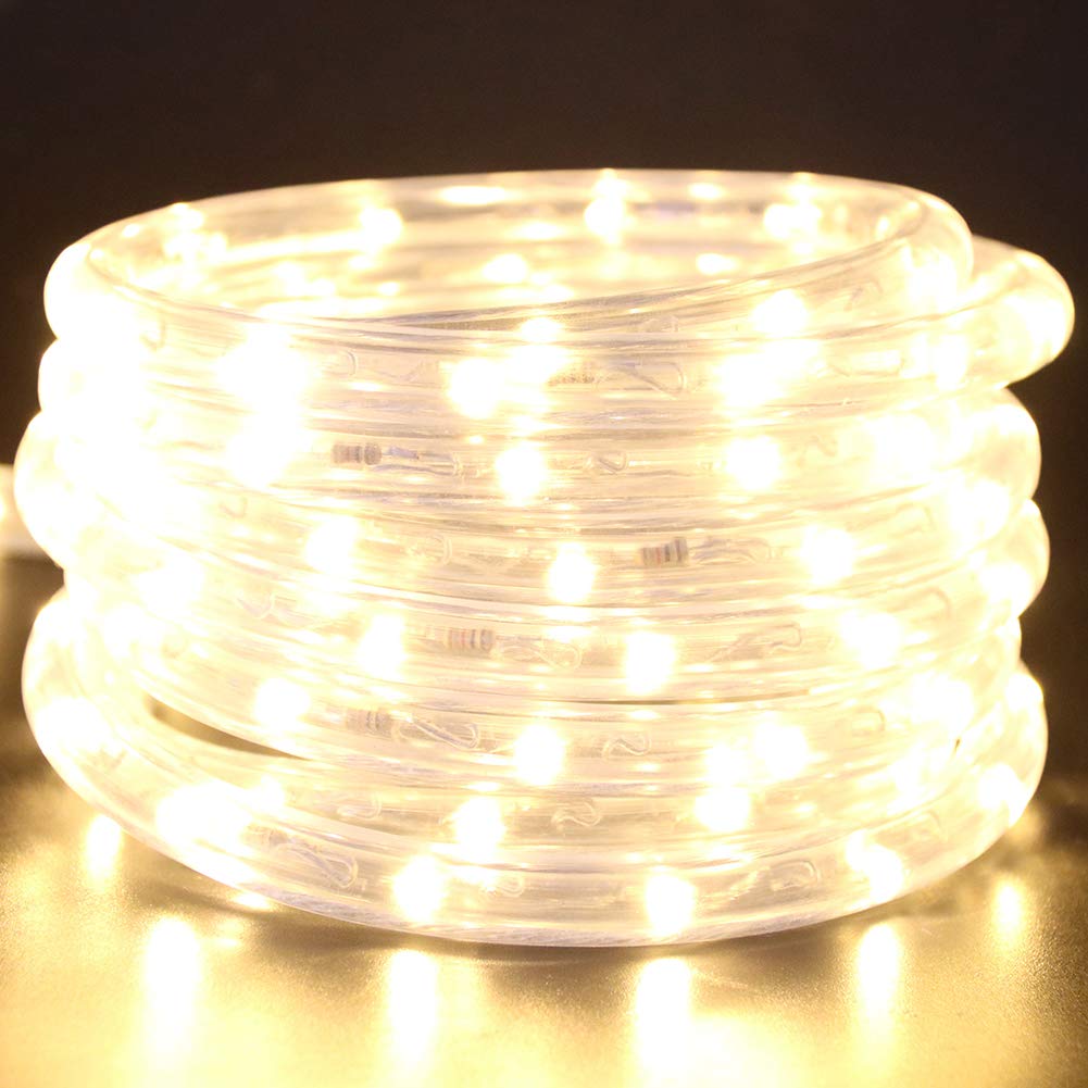 XUNATA 23FT Solar Rope Lights with 50 LED, 8 Lighting Modes, Waterproof Copper Wire - Outdoor Solar String Lights for Garden, Patio, Yard, Deck, Parties (Warm White) | Perfect for Wedding, Christmas, Halloween Decorations & Backyard Lighting