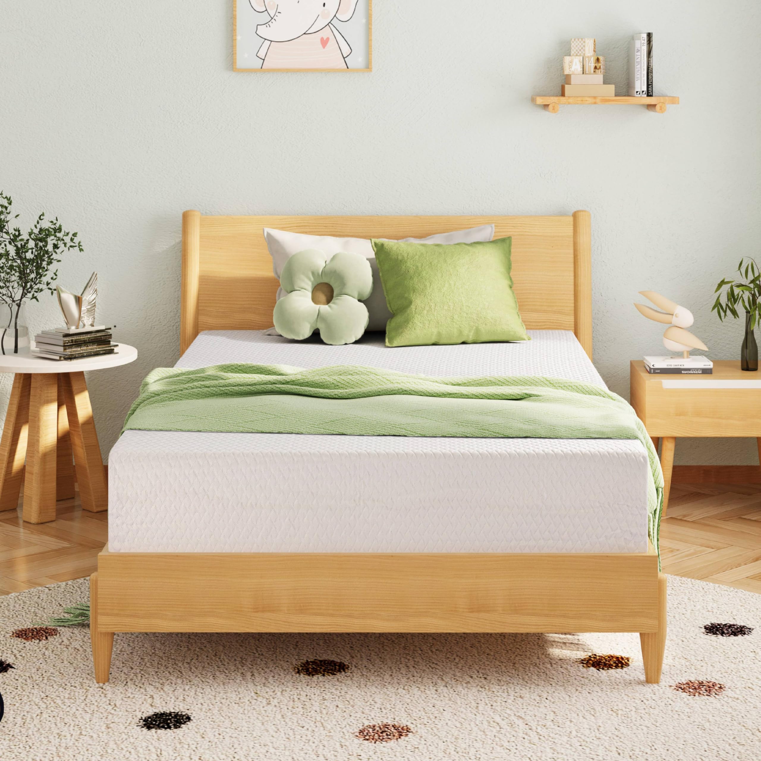 10 Inch Twin Size Memory Foam Mattress in a Box - Cooling Green Tea Gel Infused, Medium Support Pressure Relief, CertiPUR-US Certified (75