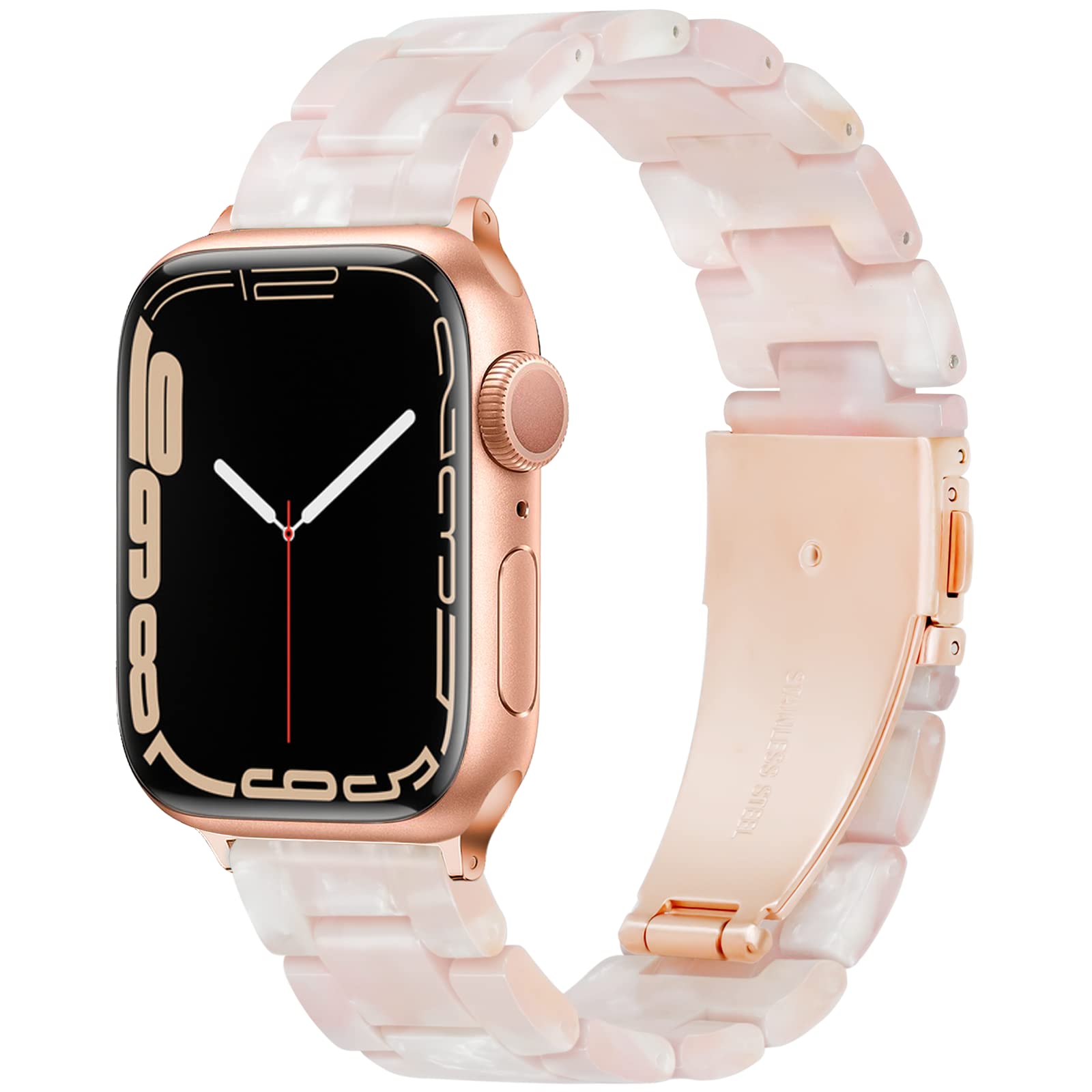 Premium Lightweight Resin Apple Watch Band Compatible with 38mm 40mm 41mm iWatch Ultra 2/1 Series 10/SE/9/8/7/6/5/4/3/2/1 - Floral Pink for Rose Gold - Perfect for Workouts, Daily Wear & Fashion Accessories