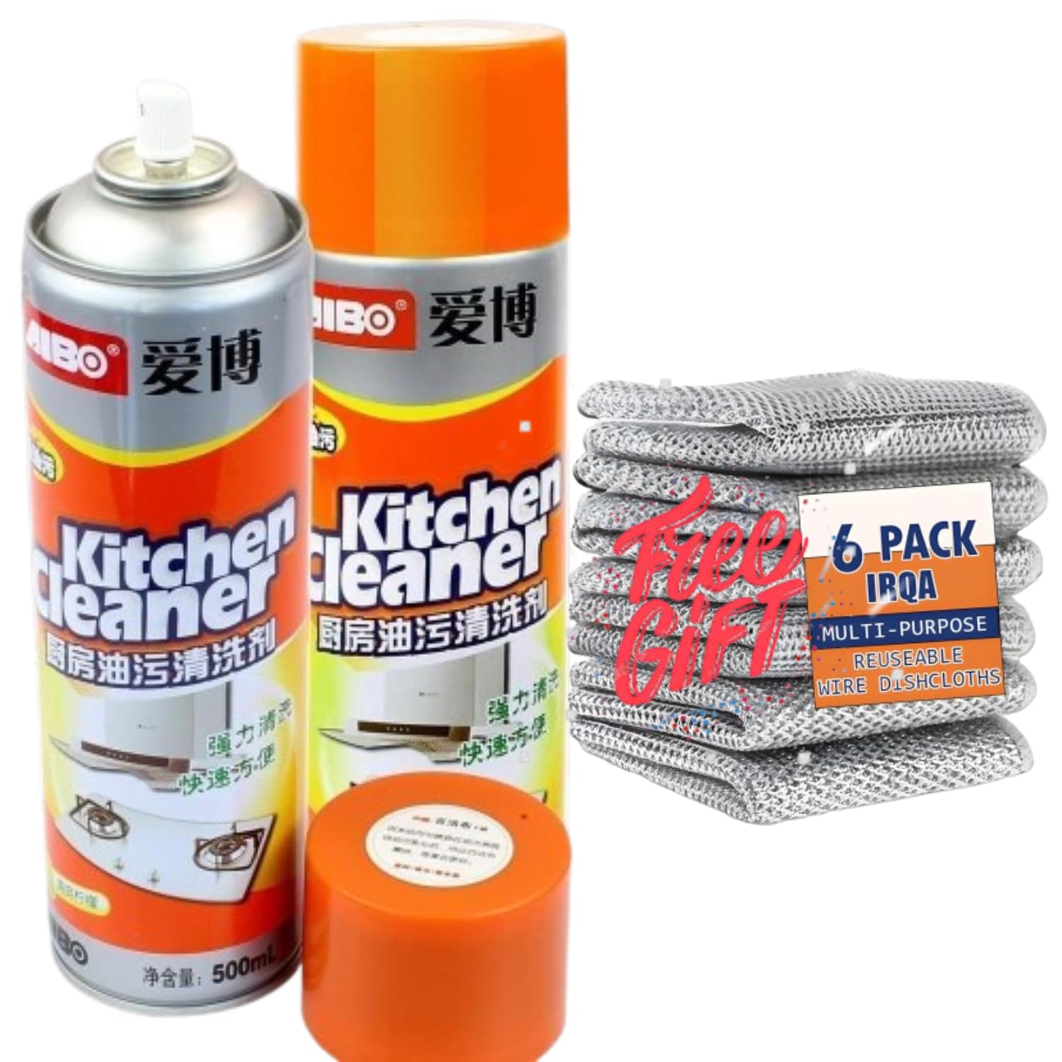 Non-Toxic Kitchen Cleaner Spray - Powerful Oil & Grease Remover for Stove, Chimney & Gas Stoves | Non-Flammable Degreaser with 6 Scrub Pads | Perfect for Deep Cleaning Cooktops, Range Hoods & Kitchen Surfaces