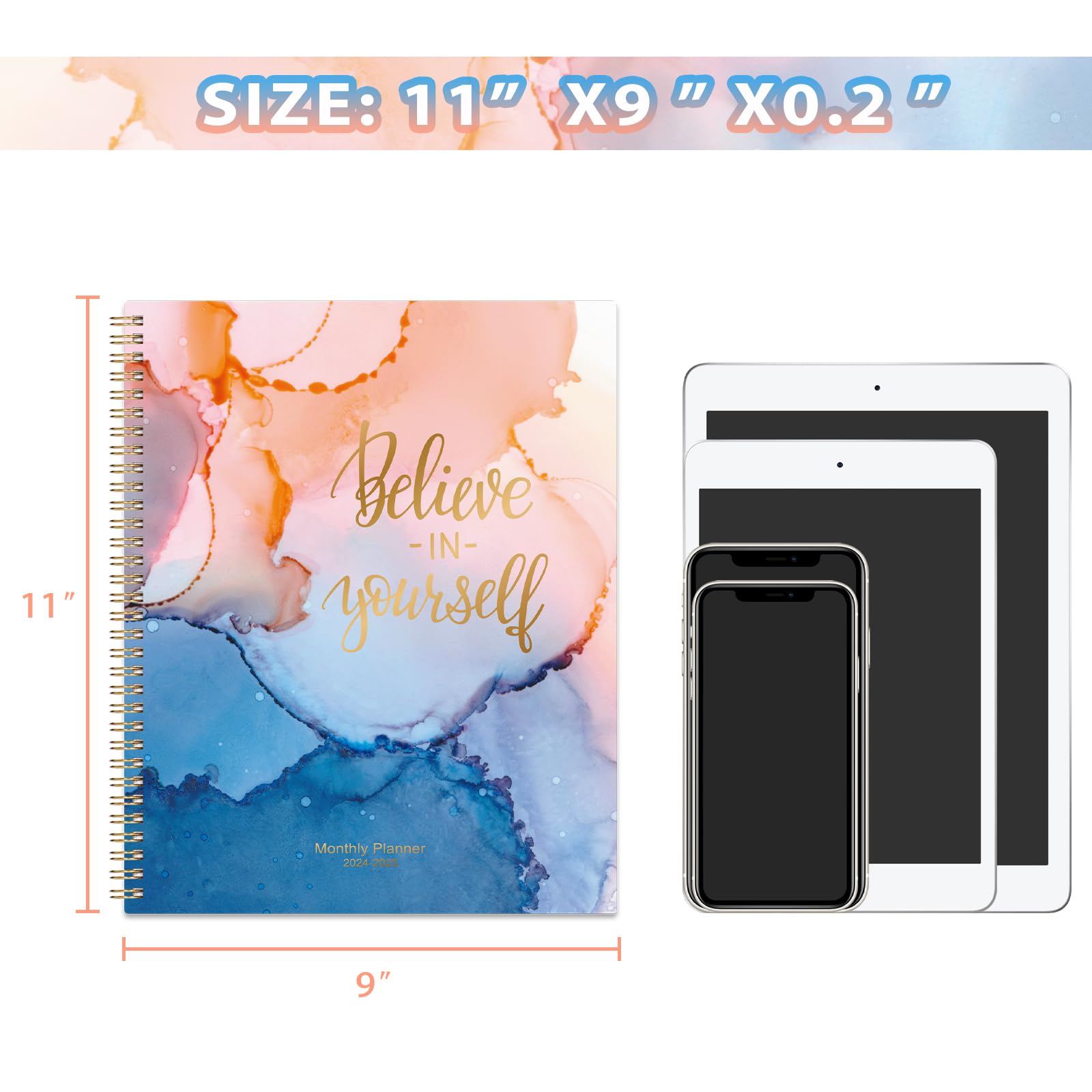 Makapoo 2024-2025 Monthly Planner with Tabs & Pocket - July 2024 to December 2025 Calendar, 9