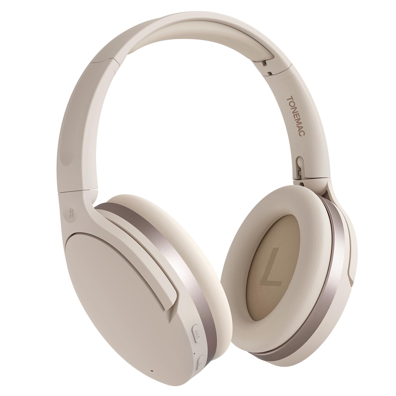 TONEMAC H3 Wireless Over-Ear Headphones with Adaptive Noise Cancelling, 80H Playtime, Foldable Design - Perfect for Gym, Travel, Home Office & Commuting