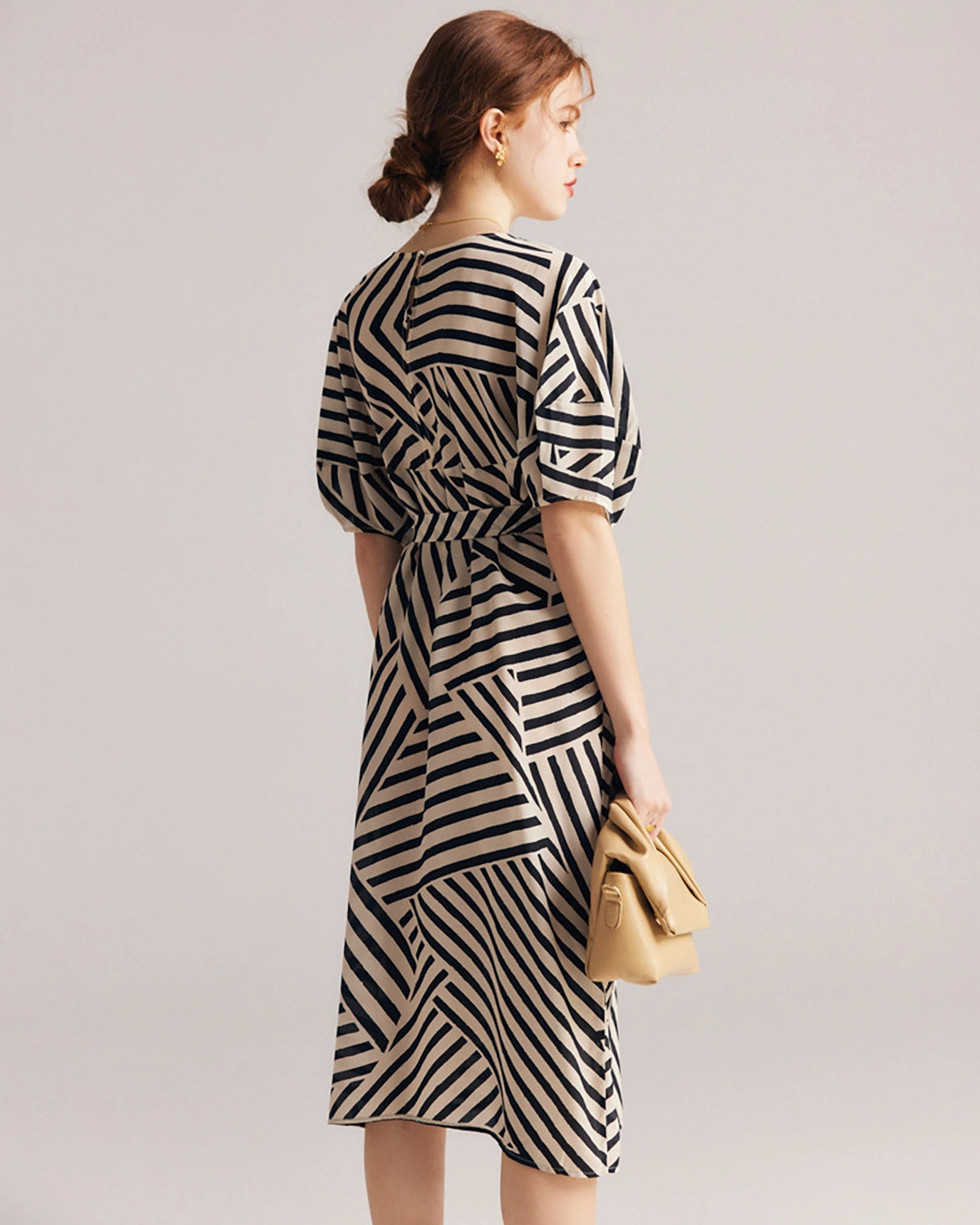 Elegant Women's Striped Belted Silk Dress - Perfect for Office, Party & Special Occasions | Flattering Fit & Comfortable Fabric