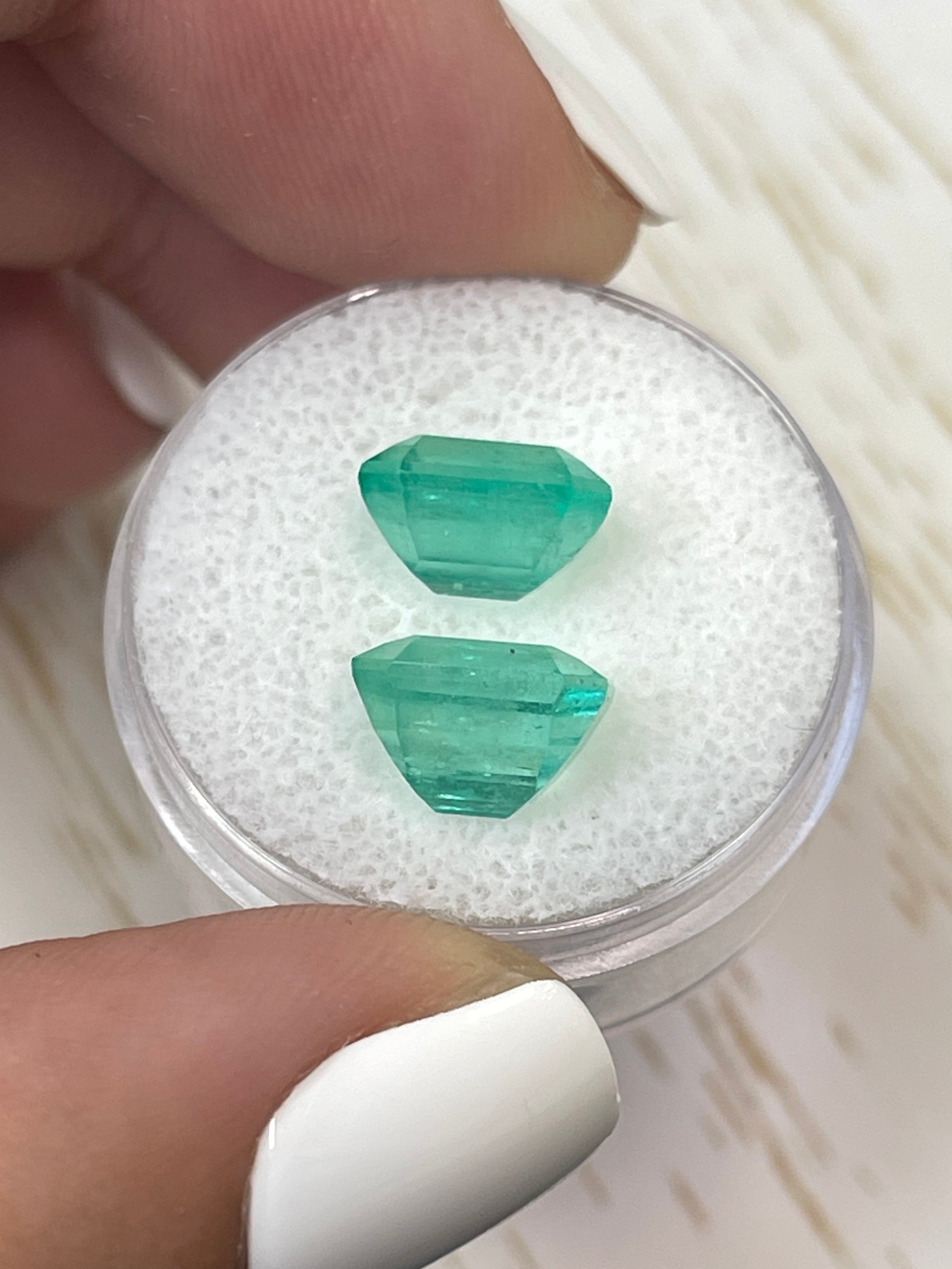 6.96tcw 9.5x8mm Matching Pair of Loose Colombian Emerald Gemstones - Emerald Cut Green Precious Stones for Jewelry Making, Engagement Rings & Luxury Gifts