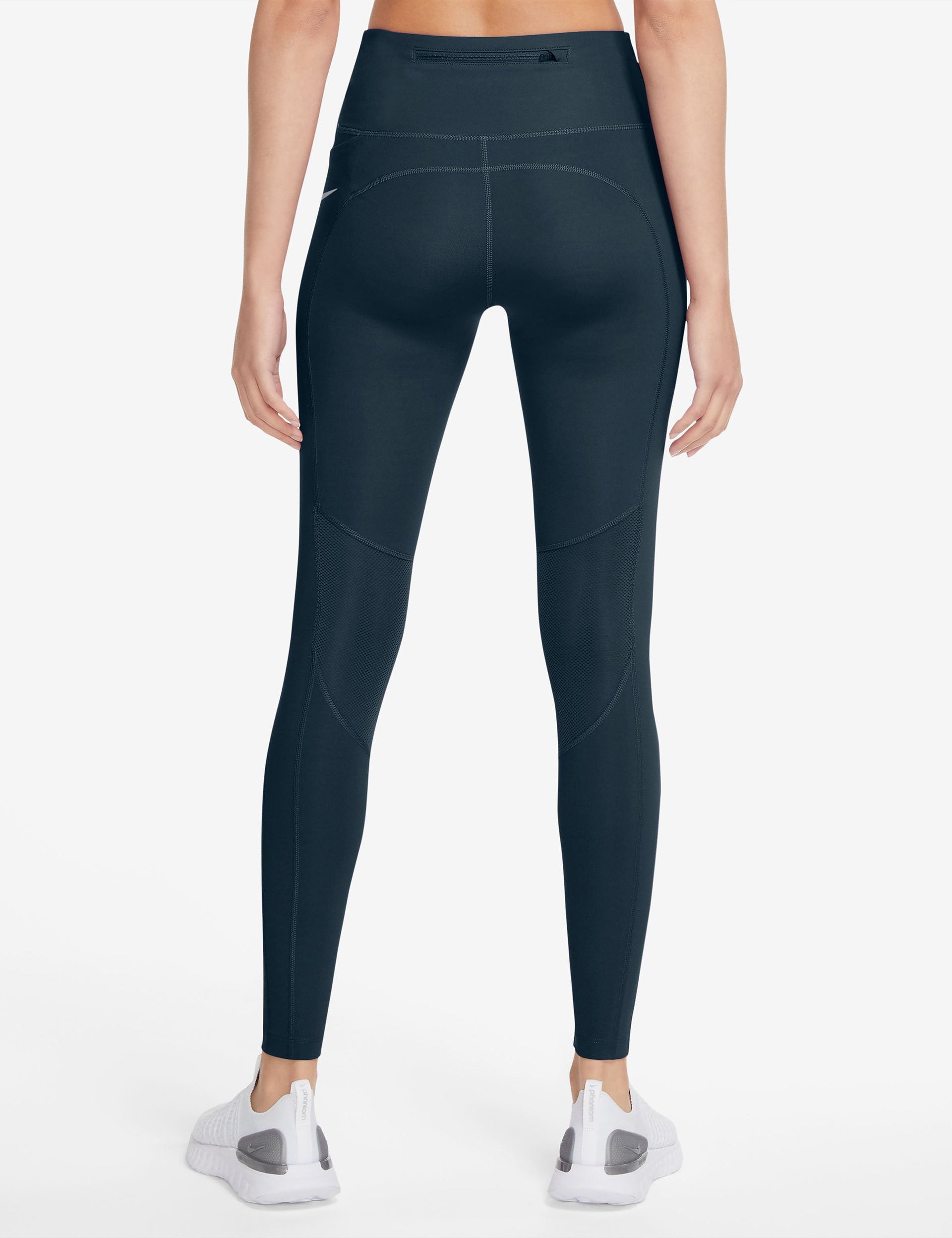 Epic Fast Pocket Running Leggings - Armory Navy/Reflective Silver - High Performance Workout Leggings for Women with Side Pockets - Perfect for Running, Yoga & Gym
