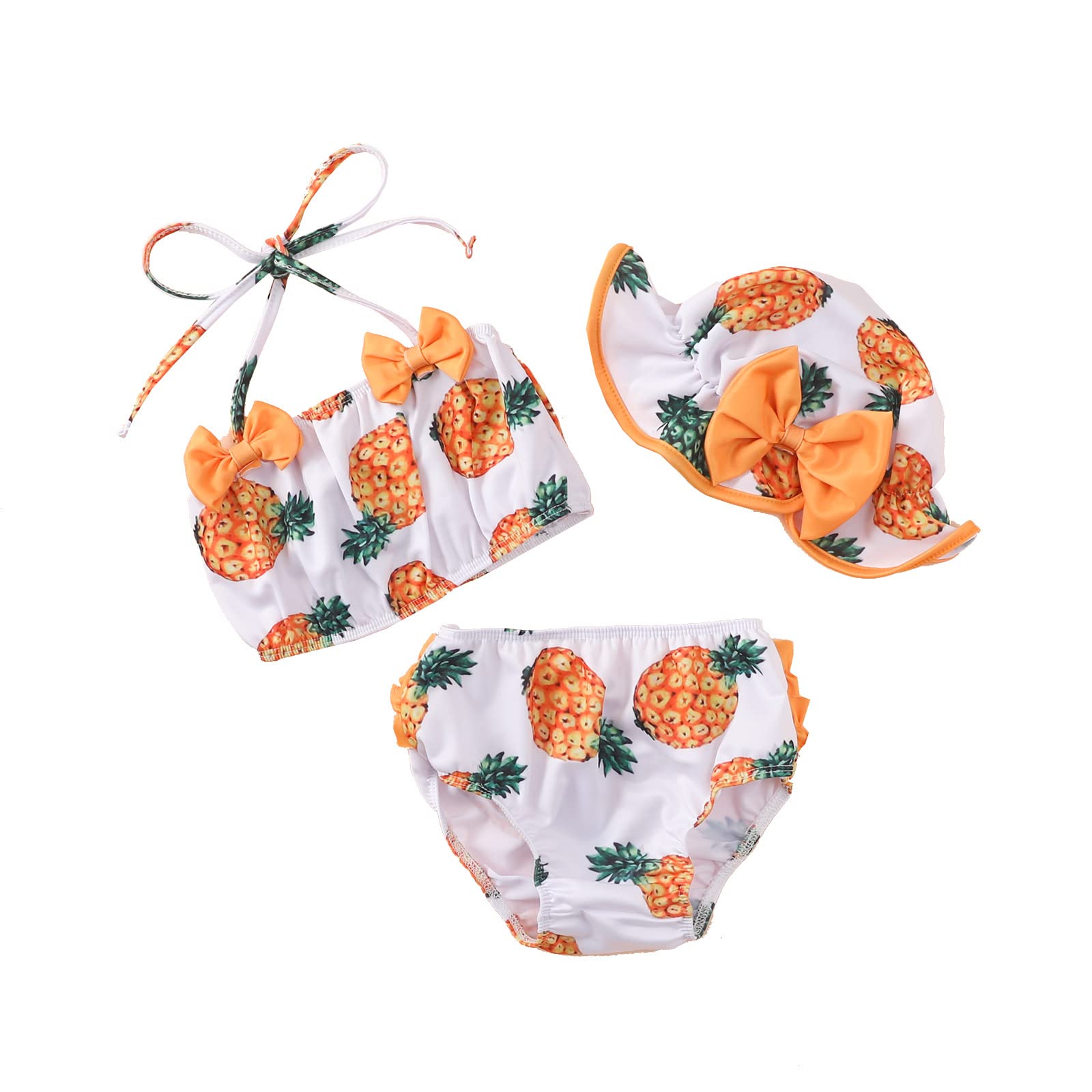 AMMENGBEI Toddler Girls Swimsuits 3PCS Set - Cute Fruit Print Baby Bikini Bathing Suit for Beach, Pool & Summer Water Play | UV Protection & Quick Dry