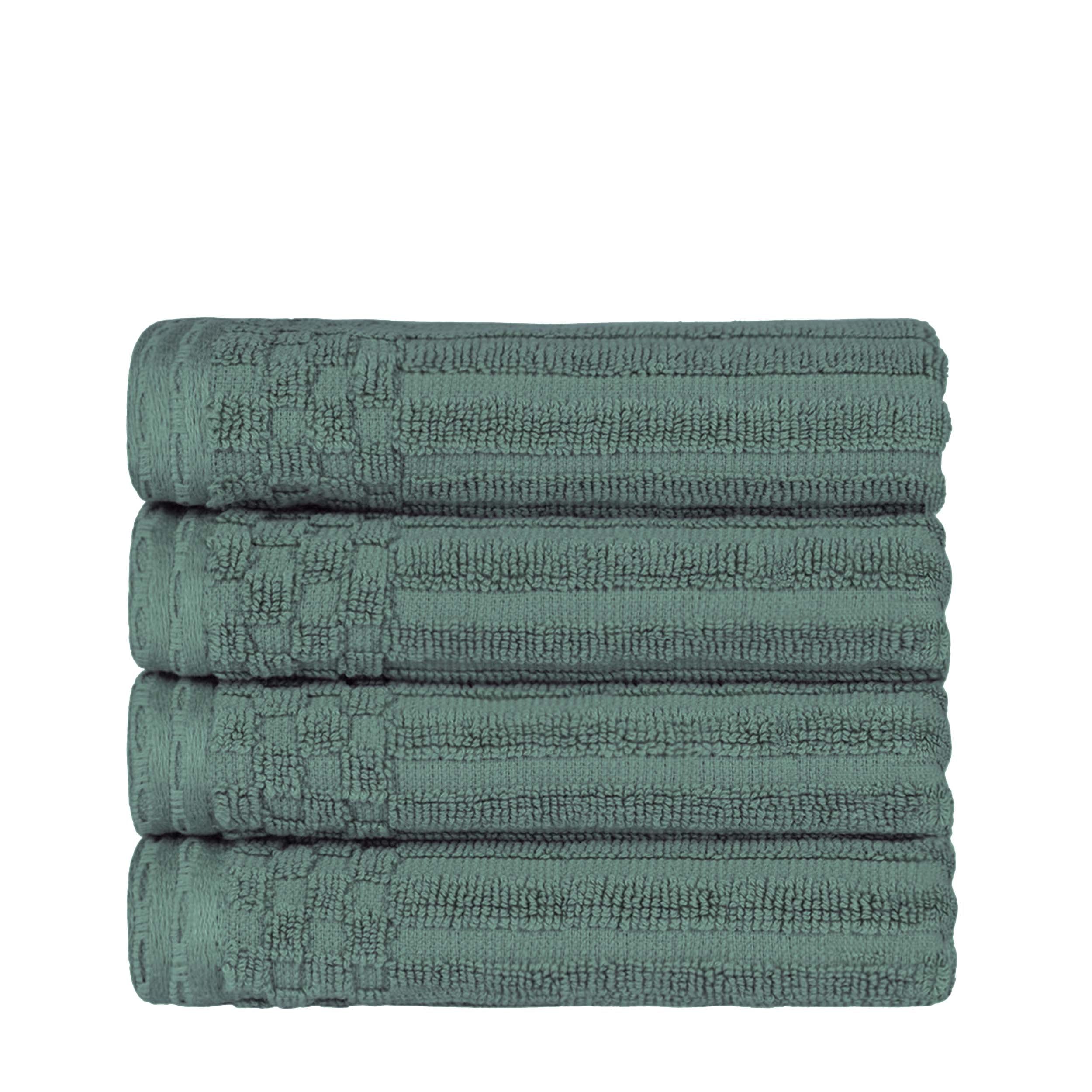Premium Cotton Ribbed Textured Hand Towels - Ultra Absorbent 4-Piece Bath Towel Set for Kitchen, Bathroom & Gym - Soft Quick-Drying Guest Towels
