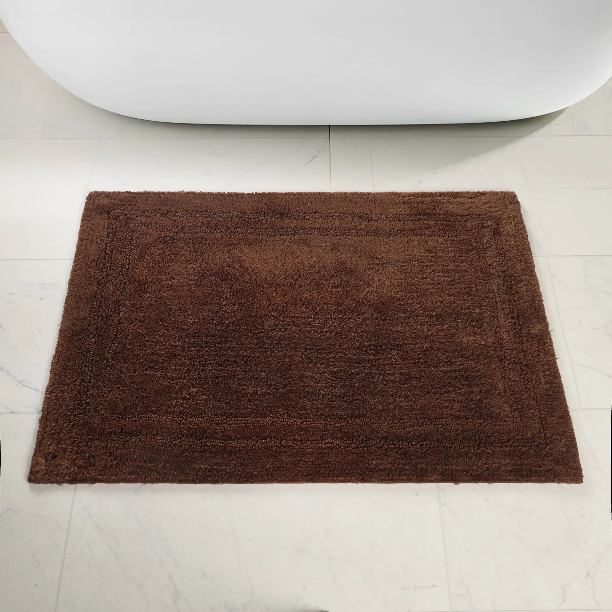Non-Slip Cotton Bathroom Rug Set - 2 Piece Washable Absorbent Bath Mat with Anti-Skid Backing for Bathroom, Shower & Vanity Area