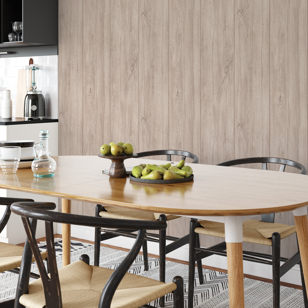 Self-Adhesive Wide Plank Wood Wallpaper - Easy Peel and Stick Wall Covering for Bedroom, Living Room, and Home Office Decor