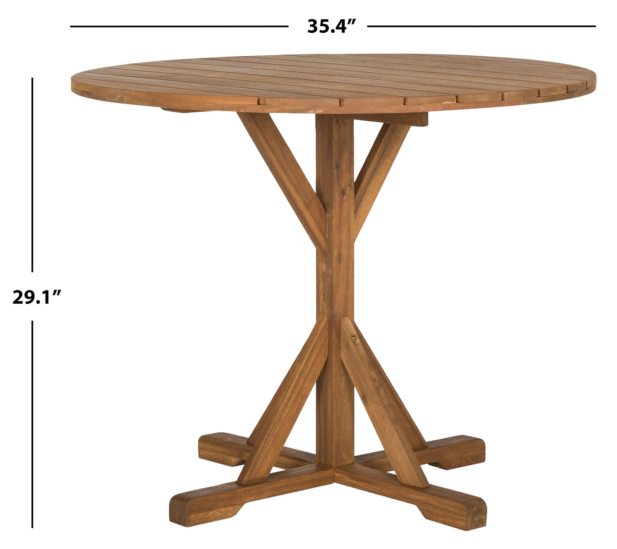 SAFAVIEH PAT6735A Arcata Round Outdoor Dining Table - Weather-Resistant, Durable for Patio, Garden, and Poolside Use