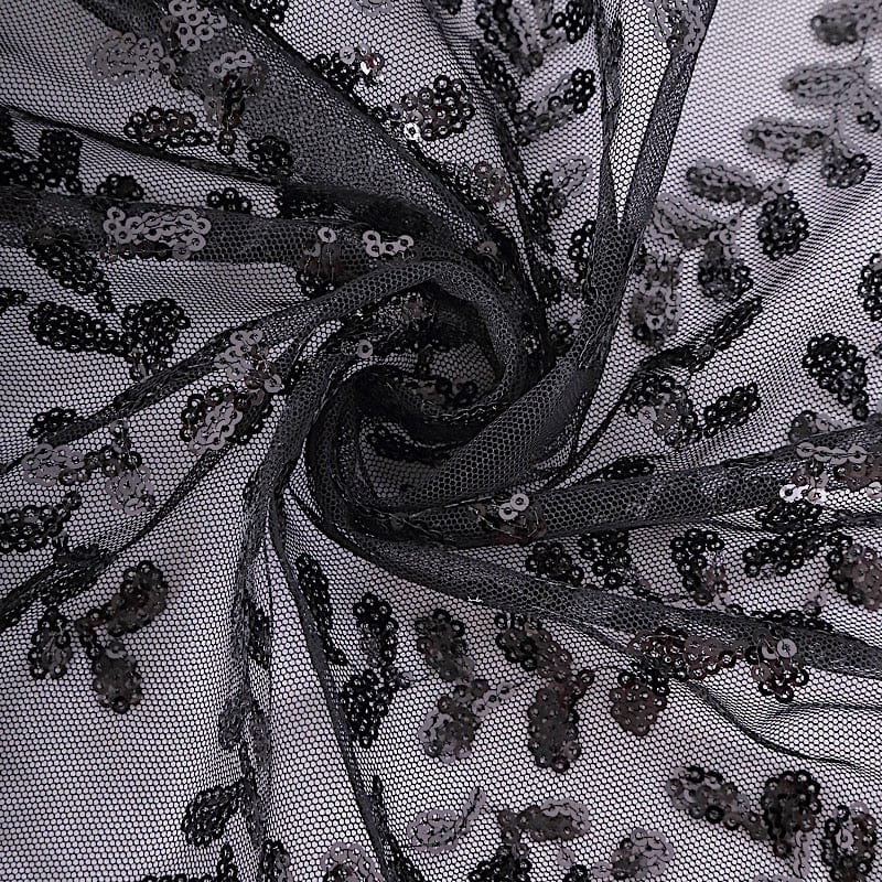 12x108 Inch Embroidered Tulle Table Runner with Leaves Vines and Sequins - Elegant Wedding Reception Decor, Party Table Cover, Dining Room Centerpiece