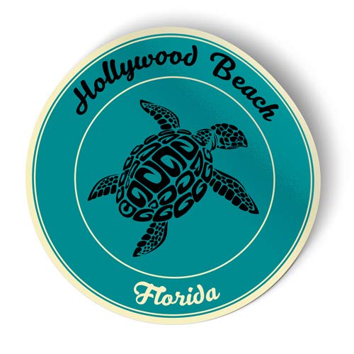 Squiddy Hollywood Florida Beach Vinyl Sticker - Waterproof Decal for Car, Laptop, Notebook, Cooler (4 Inch) - Perfect for Surfboards, Skateboards & Travel Gear Accessories