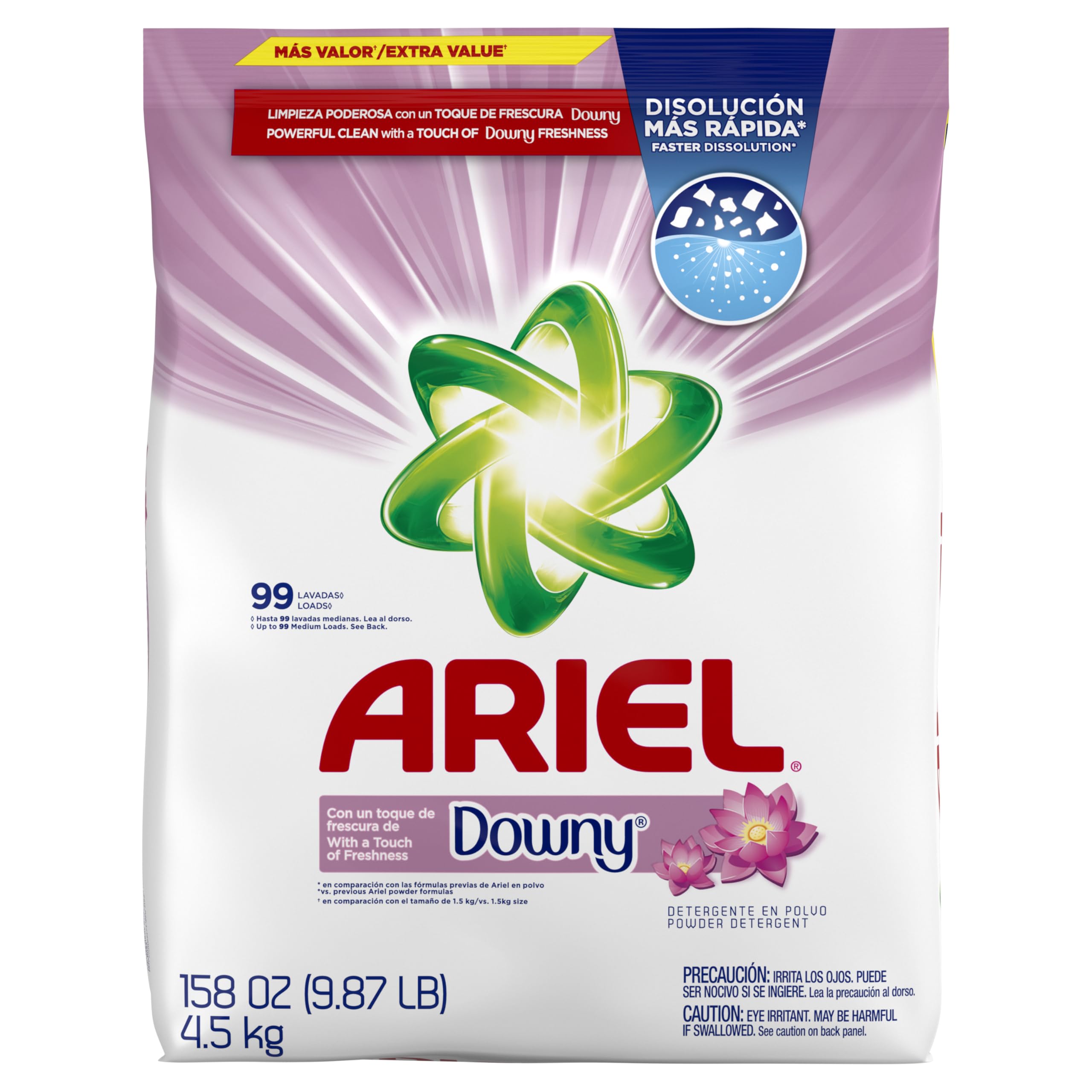 Ariel Powder Laundry Detergent with Downy Freshness - 158 oz (99 Loads) | Deep Cleaning for Clothes, Sheets & Towels | Ideal for Family Laundry & Stain Removal