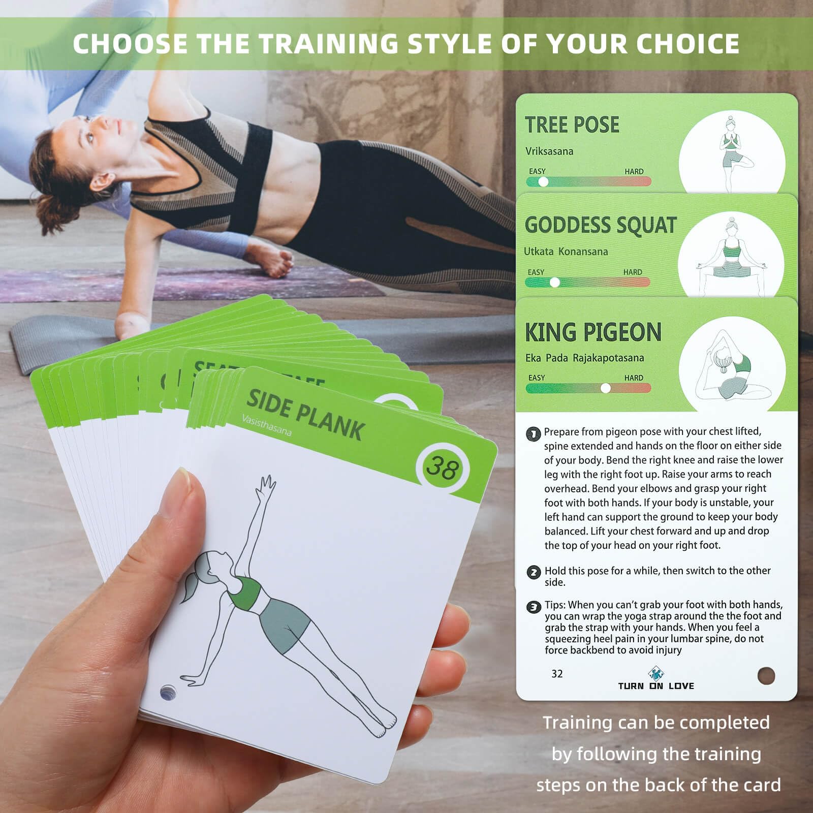 70 Yoga Pose Flash Cards for Women - Home & Gym Workout Set with Illustrated Exercise Poster | Perfect for Yoga Practice, Fitness Training & Mindful Meditation