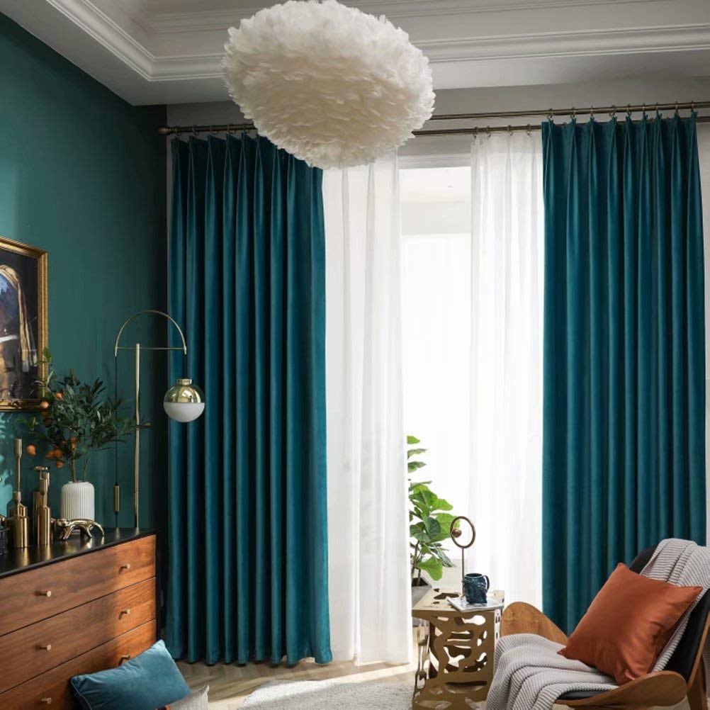 Custom Blackout Thermal Insulated Velvet Curtains for Living Room & Bedroom - Noise Reducing Privacy Grommet Drapes in Turquoise (Custom Sizes) - Perfect for Home Theater, Nursery & Light-Sensitive Sleepers