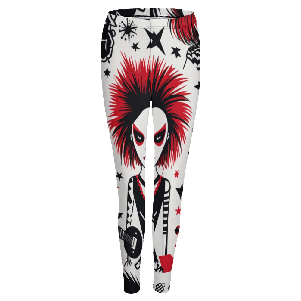 Punk Rock Girl Leggings - Edgy Printed Yoga Pants for Women | Gothic Streetwear & Workout Gear | Perfect for Concerts, Gym & Alternative Fashion