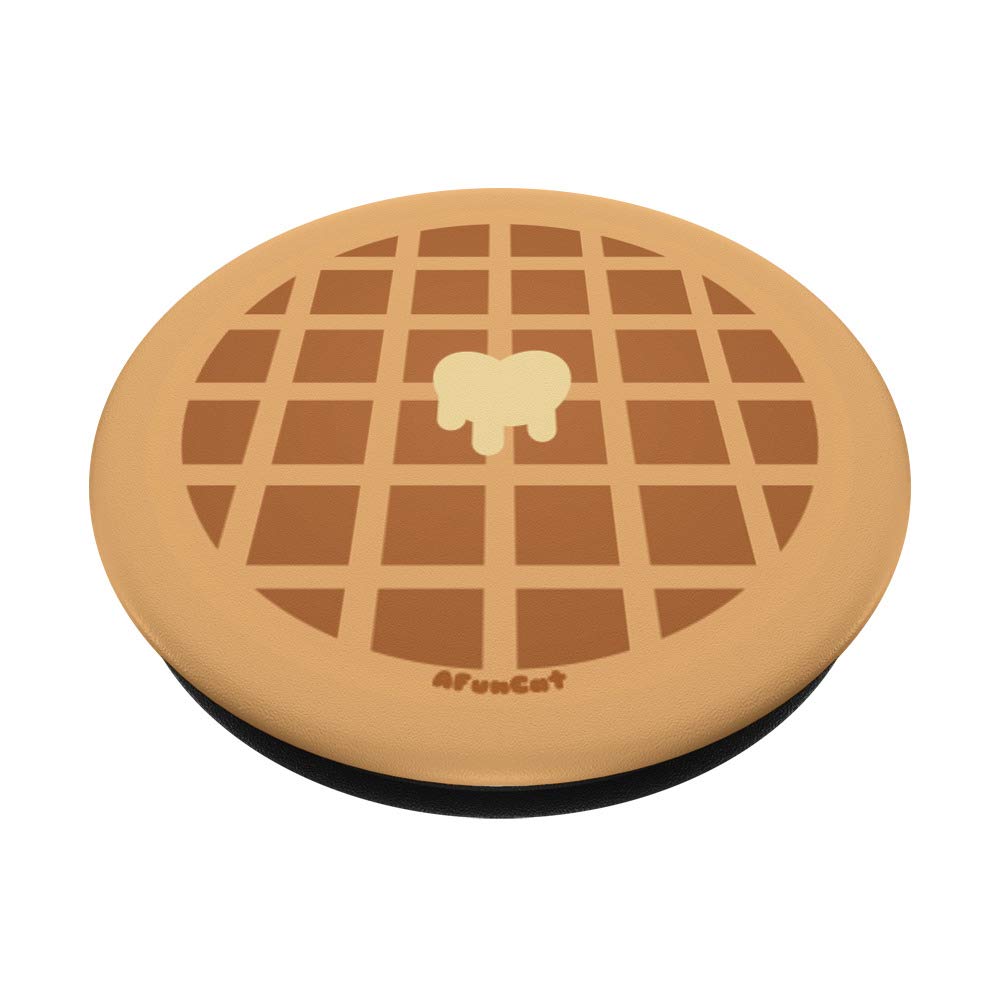 Buttery Waffle Kawaii Breakfast Butter Valentine's Day Heart PopSockets PopGrip - Swappable Phone Grip for iPhone, Samsung & Tablets - Perfect for Valentine Gifts, Breakfast in Bed & Kawaii Lovers