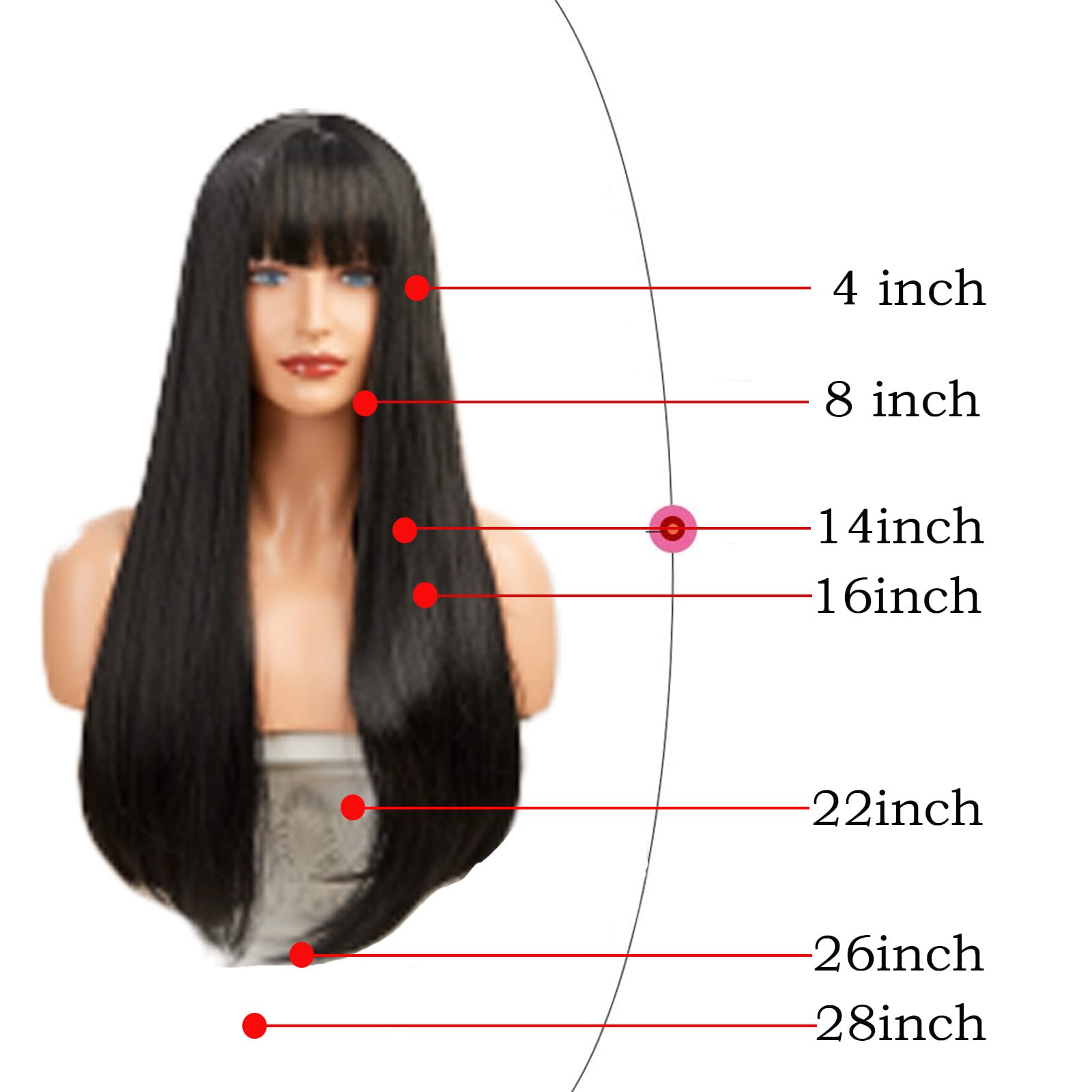 Rainbow Straight Wig with Bangs - Multi Color Heat Resistant Synthetic Wig for Girls | Cosplay, Music Festival, Halloween Costume, Party & Costume Events