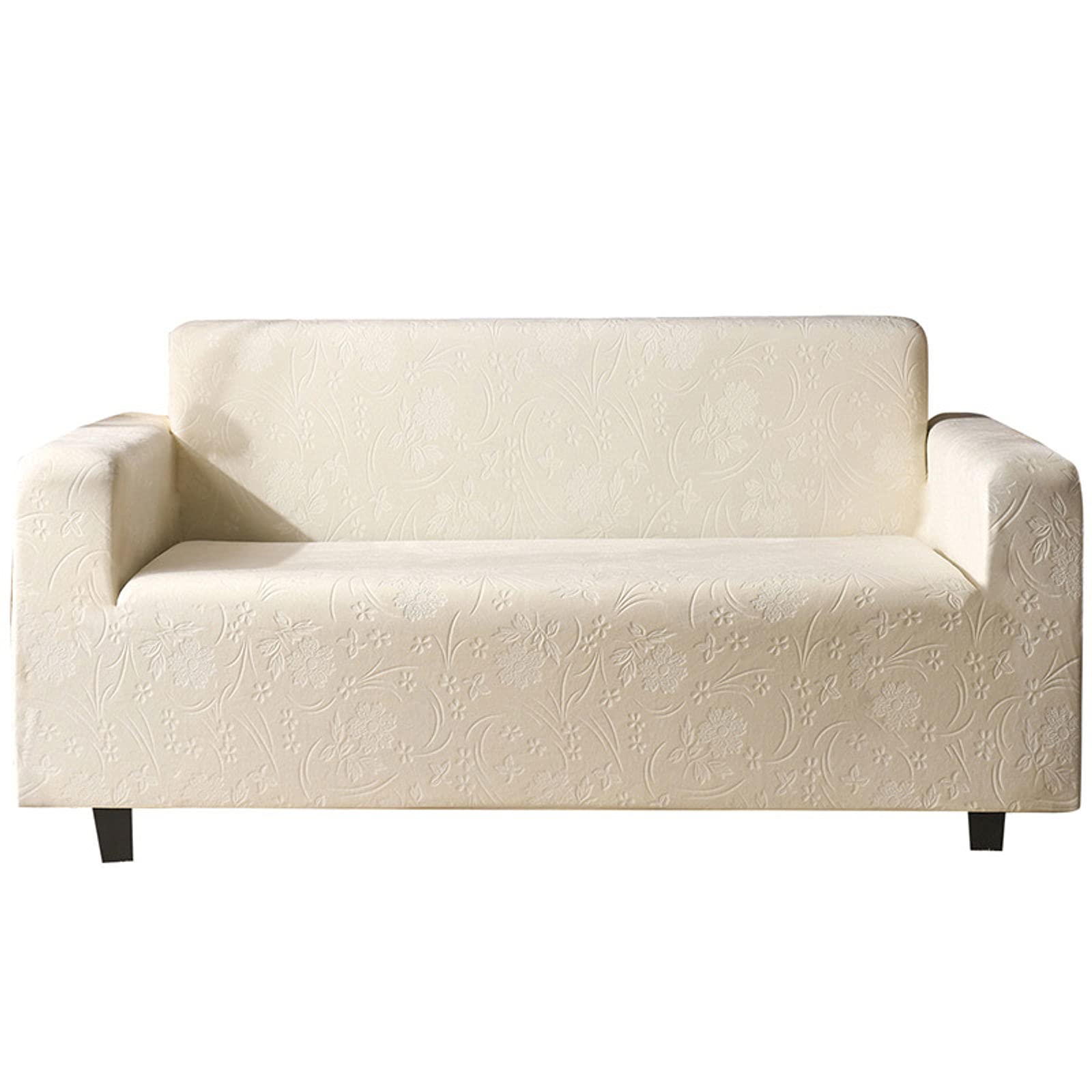 Velvet Sofa Cover - High Stretch Universal Slipcover for 2-Seater Couches (145-185cm) | Machine Washable Sofa Protector | Solid Beige | Perfect for Living Room, Apartment & Home Decor