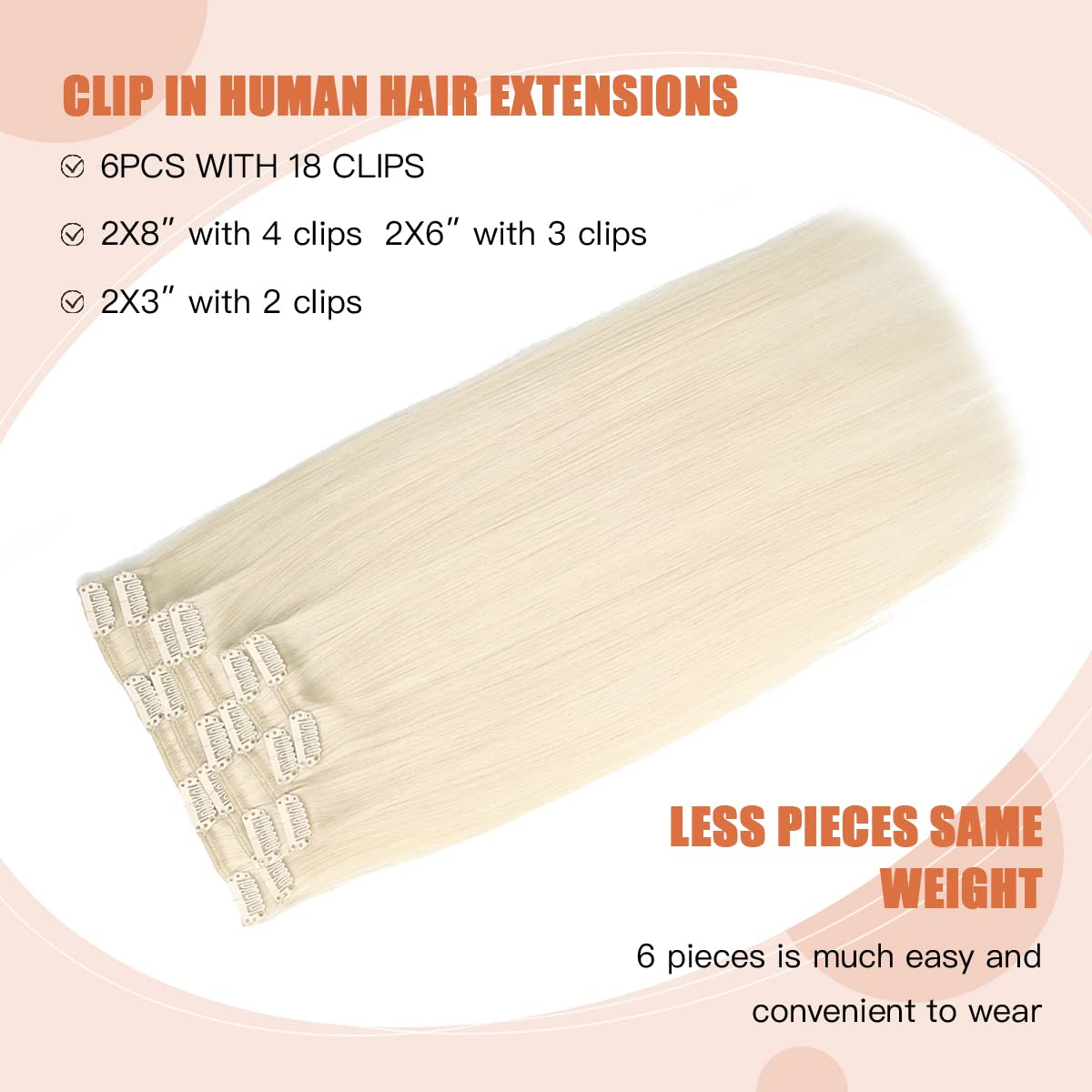 Premium 100% Human Hair Clip-In Extensions - Silky Straight Hair Extensions for Length & Volume | Perfect for Parties, Weddings & Everyday Styling