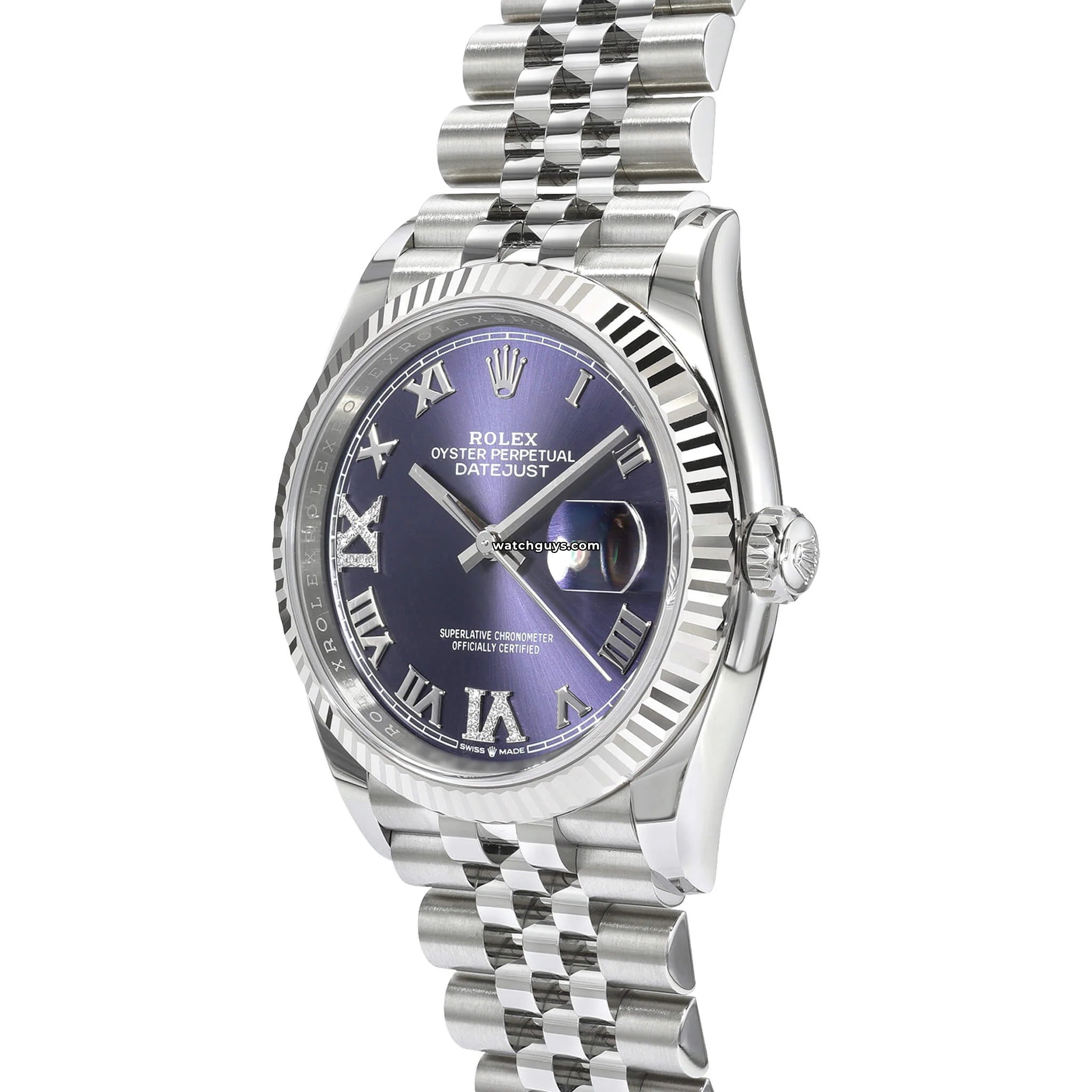 Rolex Datejust 126234 36mm Men's Watch - Purple Aubergine Dial with Diamond Markers | Luxury Automatic Watch for Business, Formal Events & Special Occasions