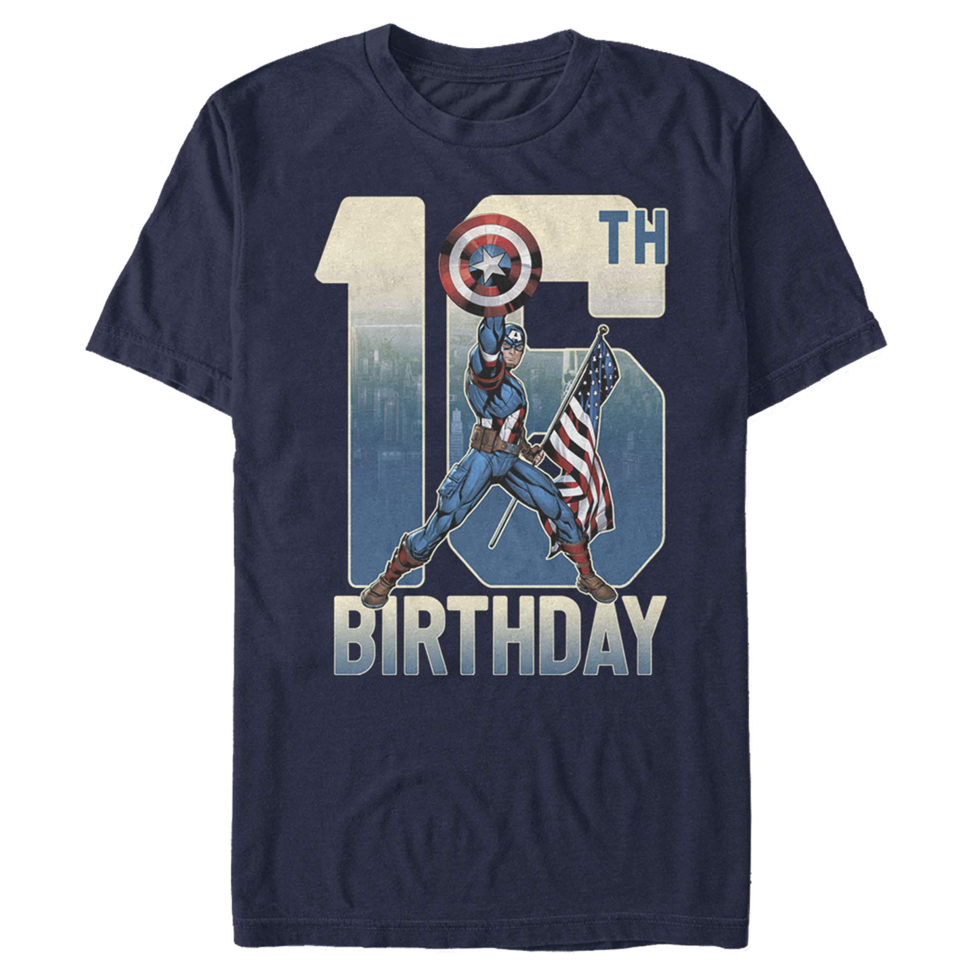 Marvel Captain America 16th Birthday T-Shirt for Men | Officially Licensed Superhero Graphic Tee | Perfect for Birthday Gifts, Cosplay & Comic Con