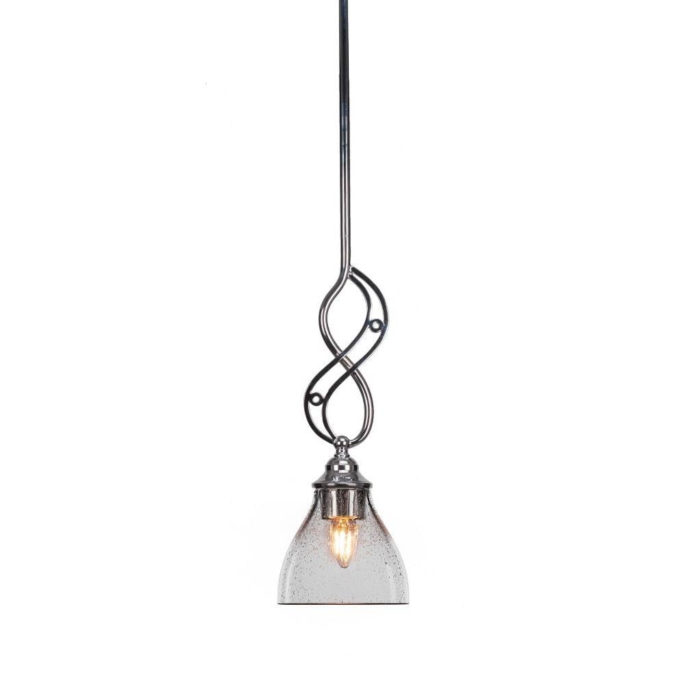 Chrome Jazz 1 Light Mini Pendant Light Fixture - Modern Ceiling Light for Kitchen, Dining Room, or Bedroom (Model 232-CH-4810)