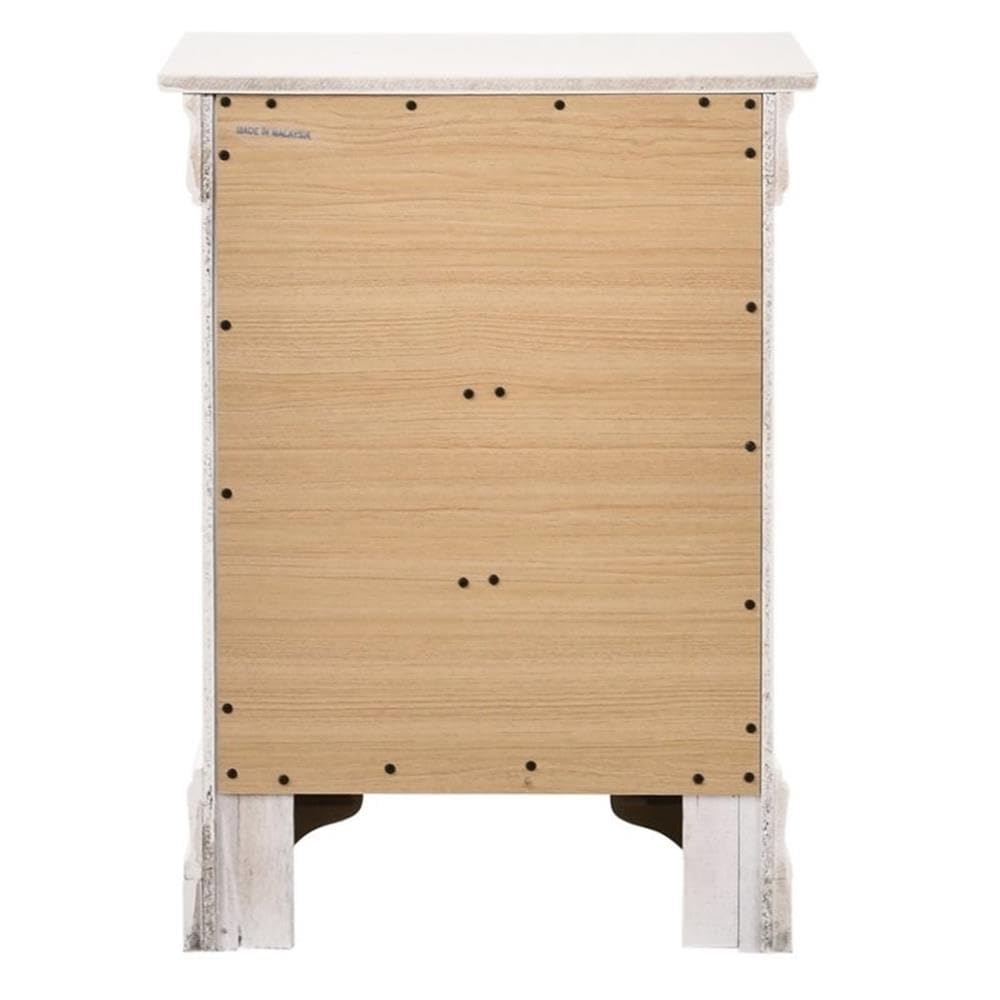 White Louis Phillipe 3-Drawer Nightstand by Glory Furniture - Elegant Bedside Table for Bedroom, Guest Room & Nursery Storage