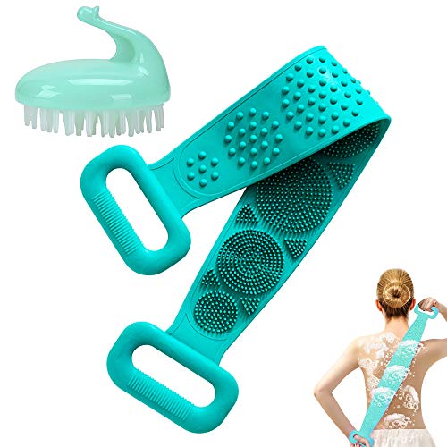 Dual Sided Silicone Back Scrubber for Shower - Exfoliating Bath Brush with Soft Massage Bristles, Dead Skin Removal & Body Cleansing - Perfect for Deep Cleaning, Relaxing Massage & Spa Experience at Home