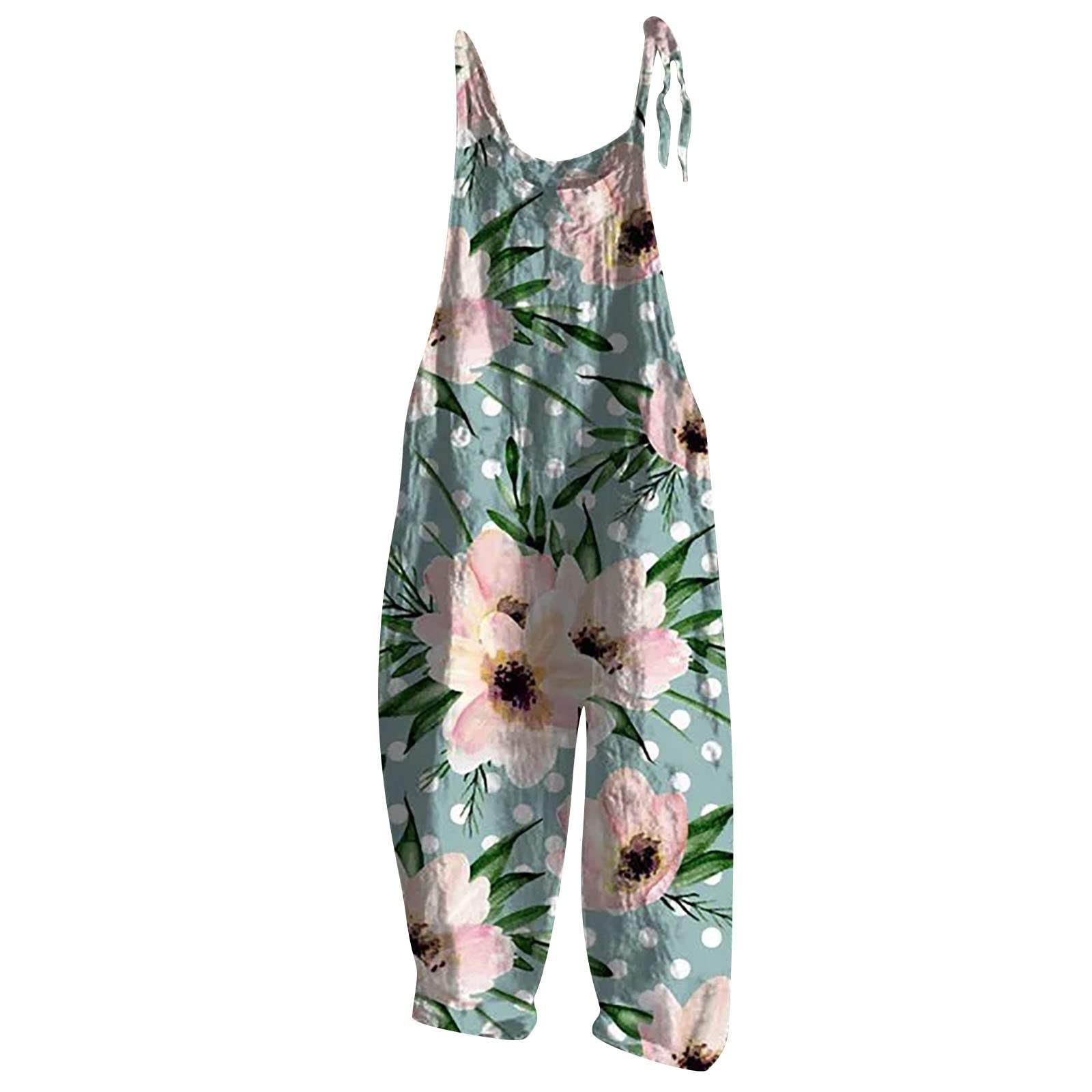 Plus Size Women's Boho Printed Jumpsuit - Vintage Spaghetti Straps Overalls with Baggy Bib & Wide Leg Pants for Casual Outings, Summer Festivals & Boho Chic Style