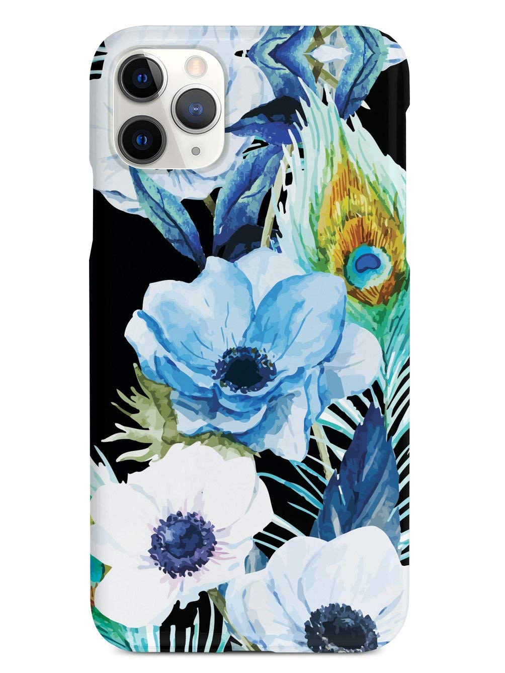 Premium 3D Textured Protective Phone Case for iPhone 11 Pro - Peacock Feather Floral Design in Black | Slim Shockproof Cover with Raised Edges for Screen & Camera Protection | Perfect for Everyday Use, Travel & Outdoor Activities