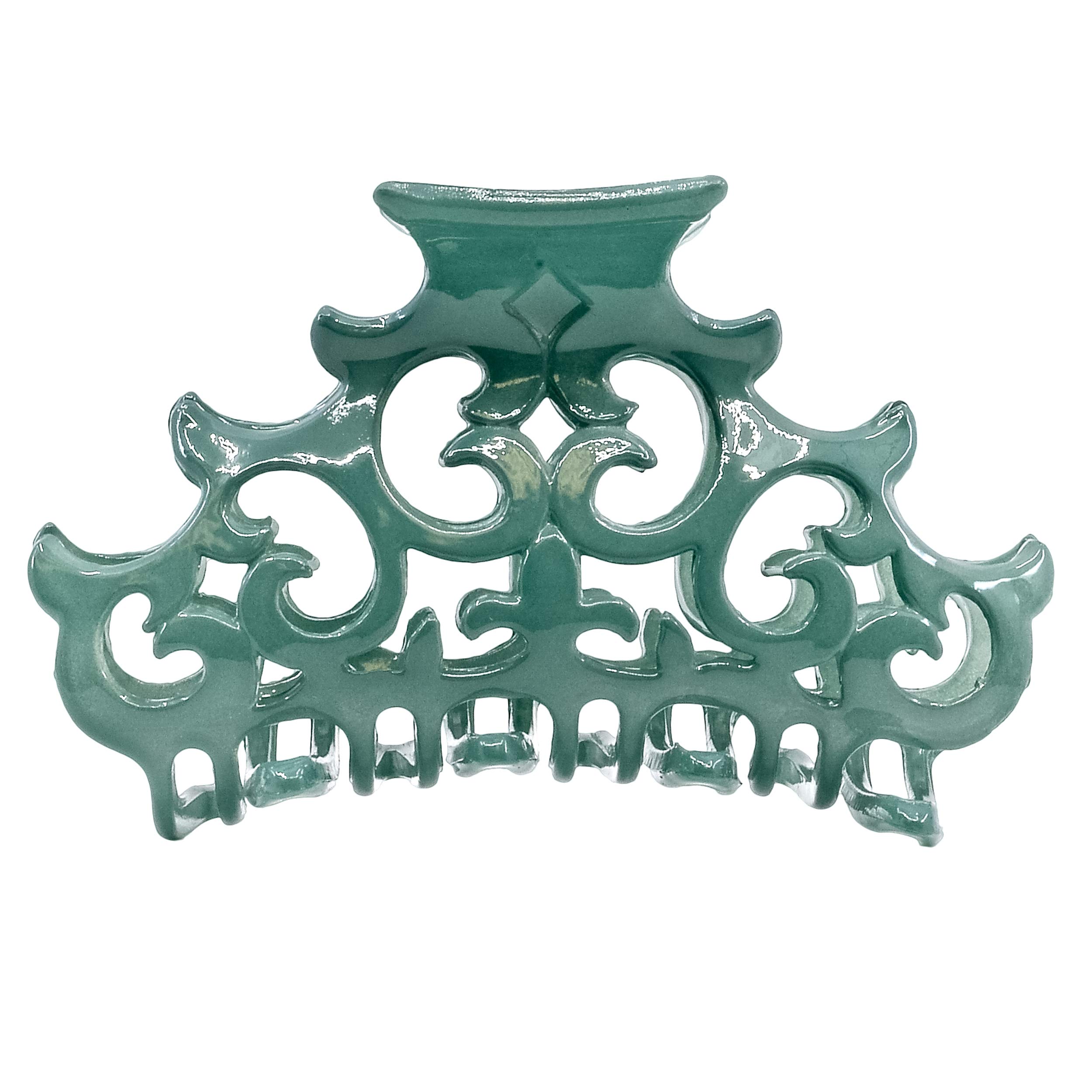 Camila Paris CP2403 French Hair Clip for Women - Large Green Antique Hair Claw Clip | Durable Fashion Hair Accessories for Women & Girls | Made in France | Perfect for Weddings, Parties & Everyday Styling
